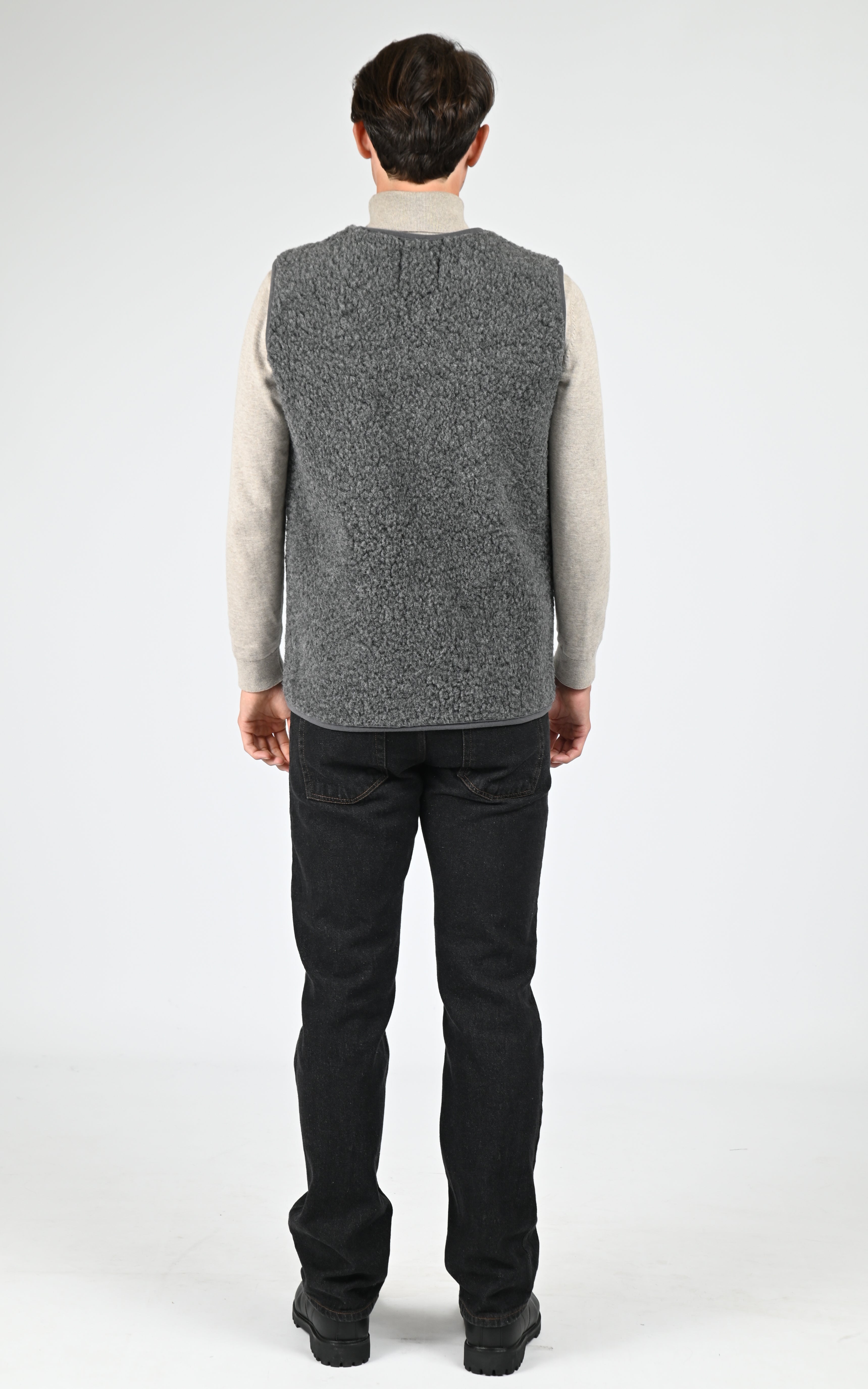 Gilet long mouton mixte gris