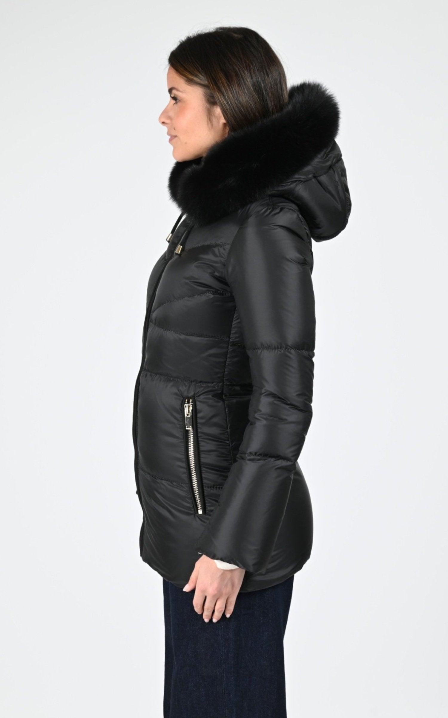 Doudoune Textile Femme Flo&Clo, modèle Jamille de couleur nero