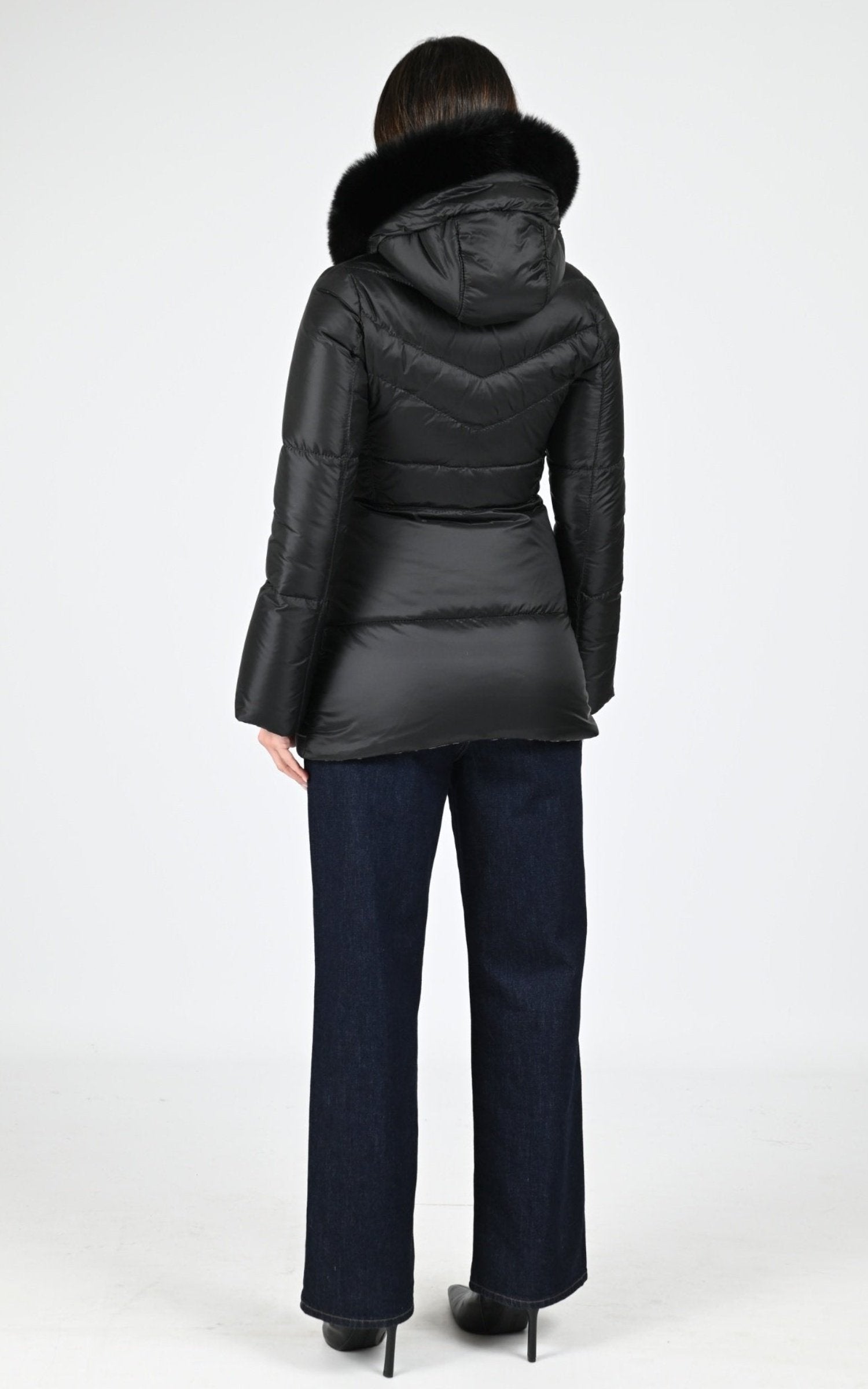 Doudoune Textile Femme Flo&Clo, modèle Jamille de couleur nero