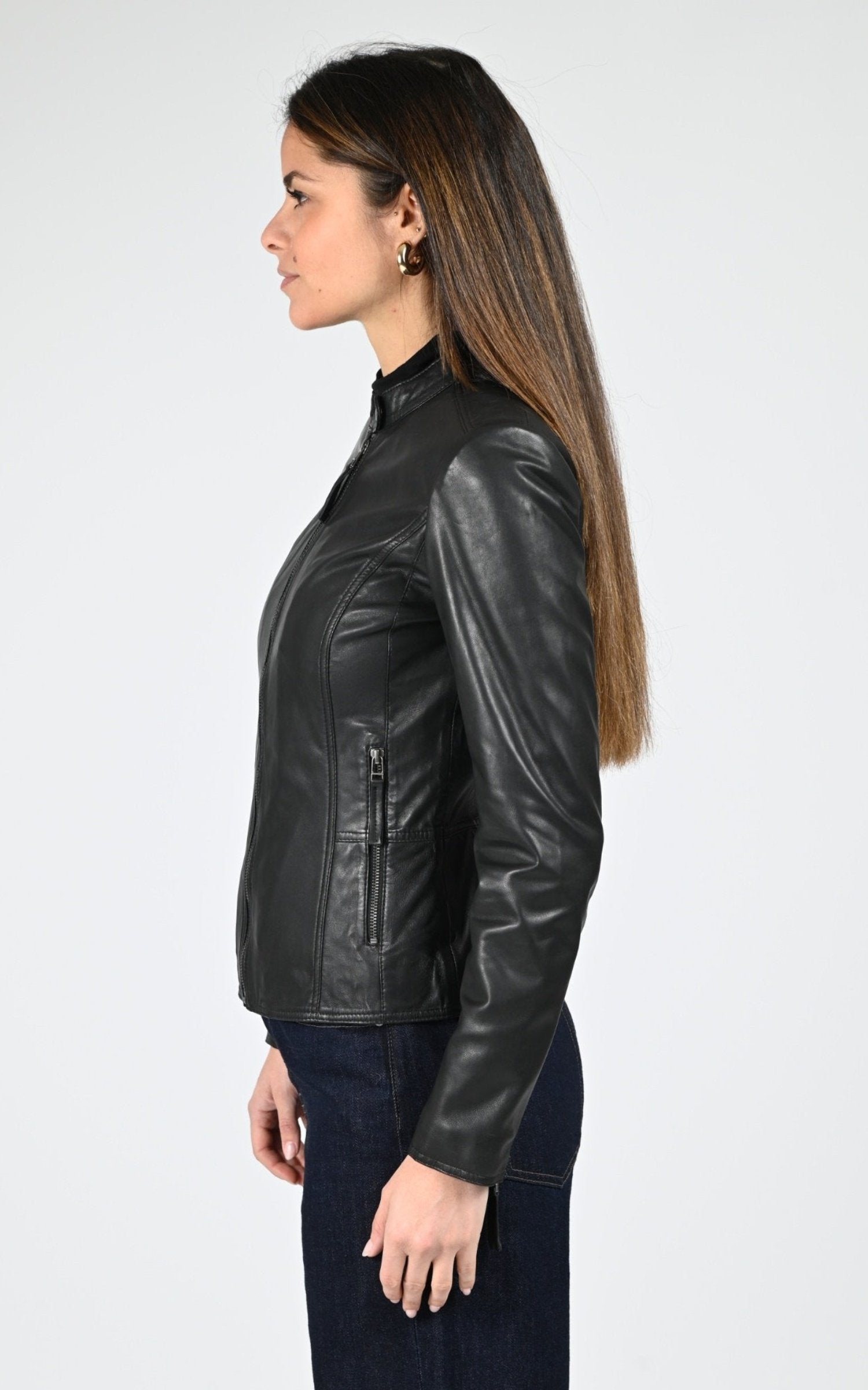 Blouson Cuir Femme La Canadienne, modèle Jey de couleur black