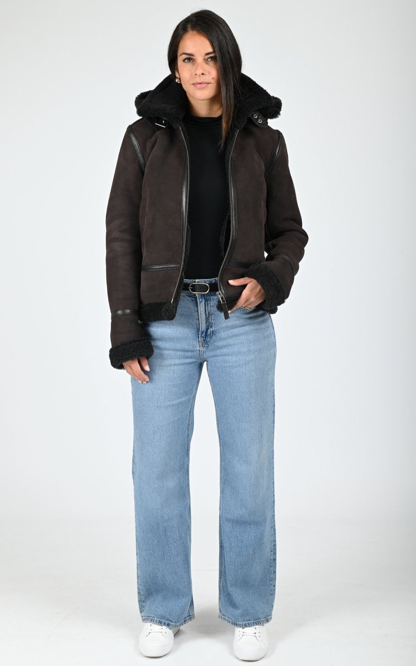 Bombardier shearling Jacqueline marron foncé
