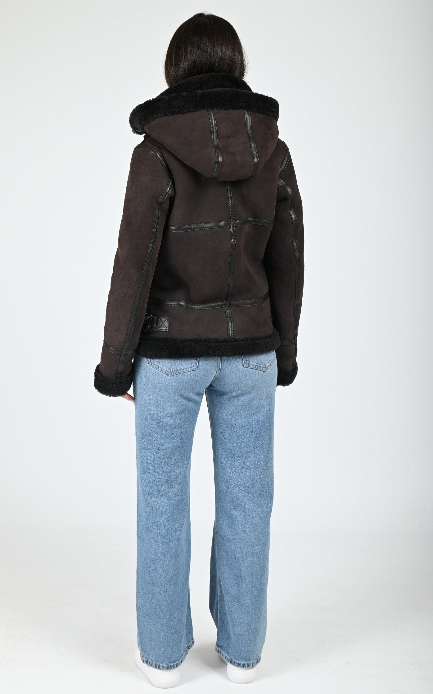Bombardier shearling Jacqueline marron foncé