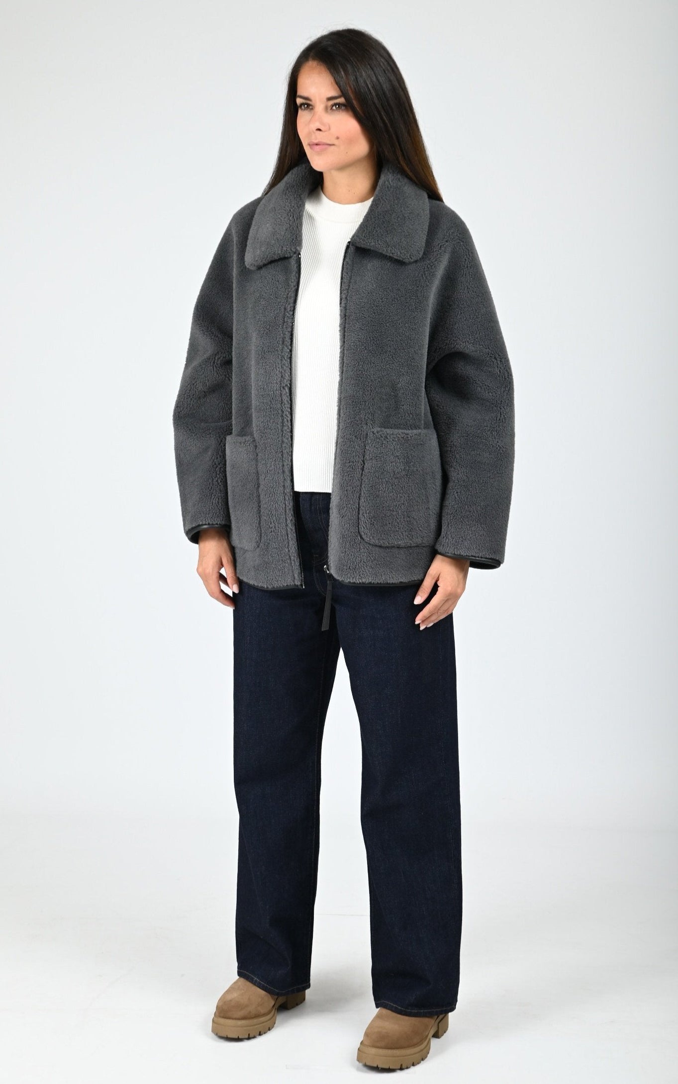 Veste fausse fourrure Juliette gris