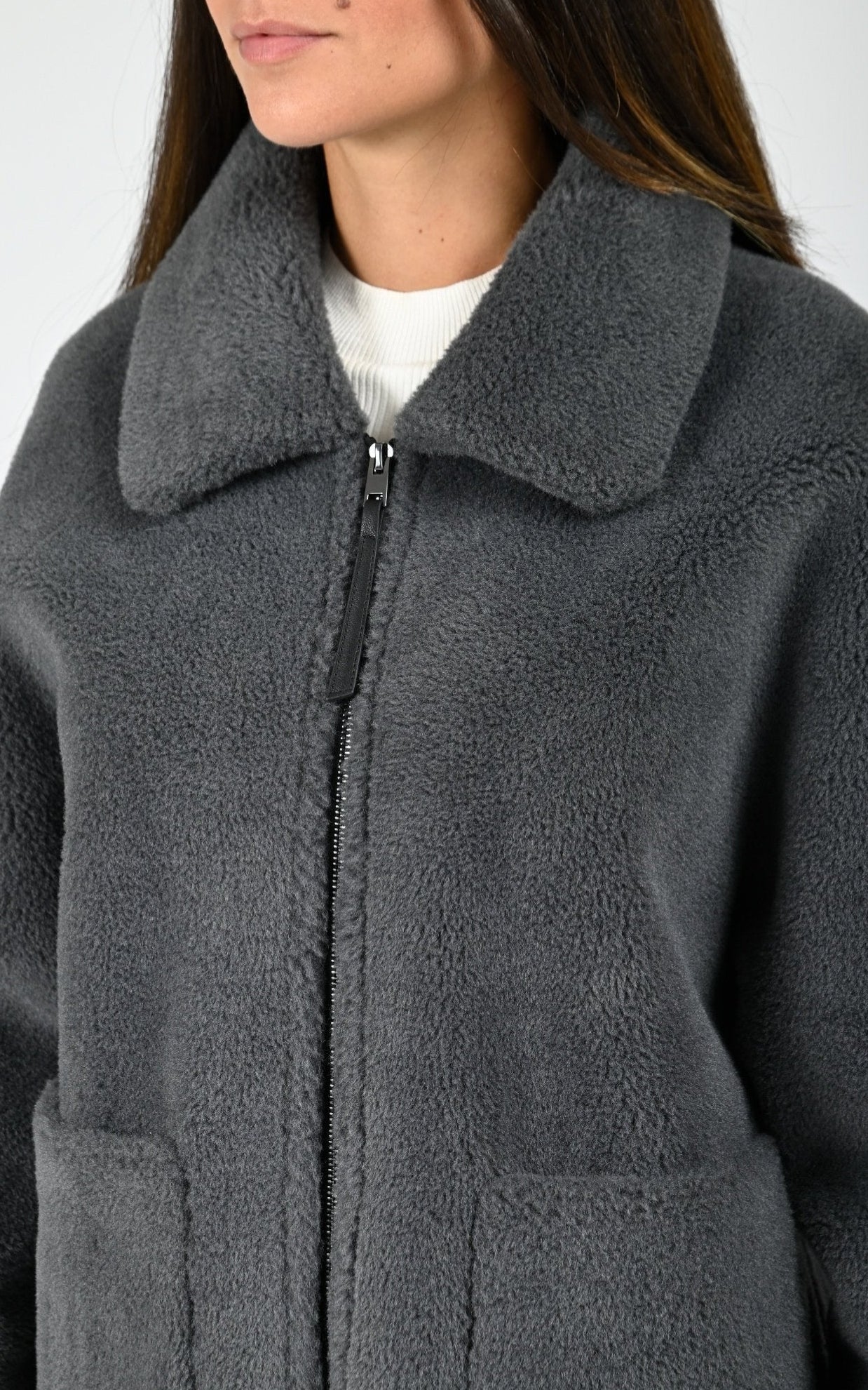 Veste fausse fourrure Juliette gris
