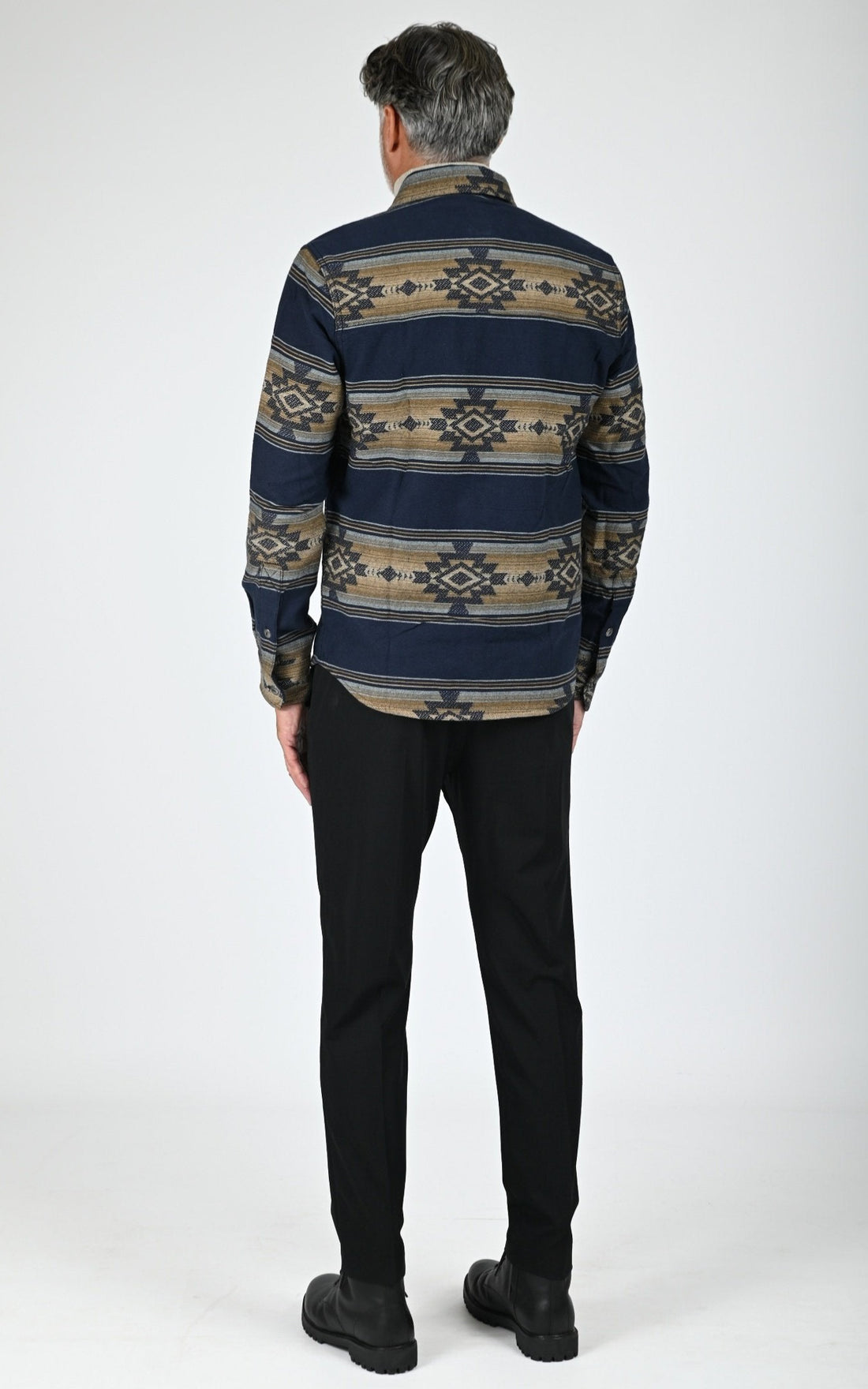Chemise coton motifs Navajo Klamath bleu