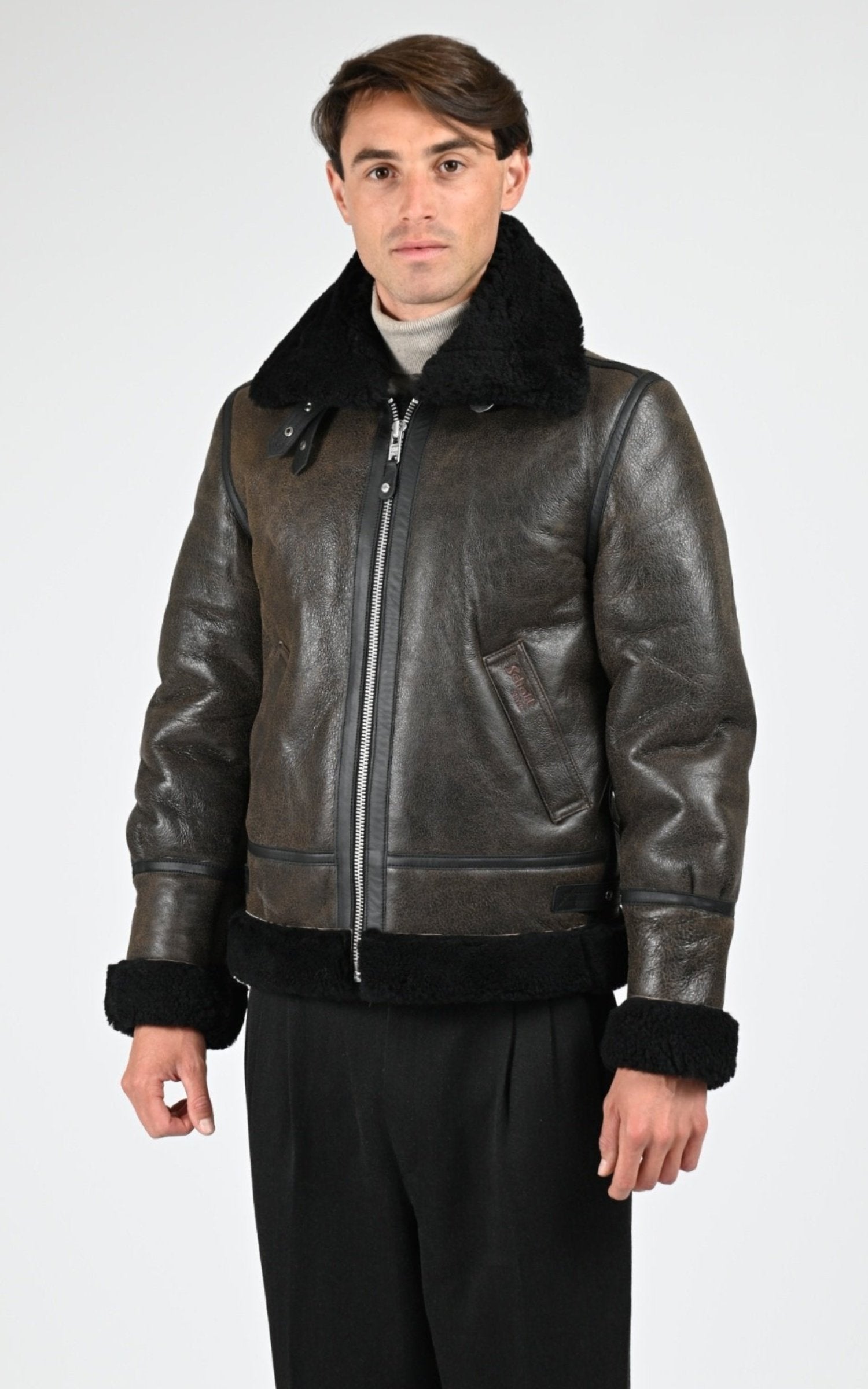 Bombardier Df Homme Schott, modèle Lc1259 de couleur brown / black