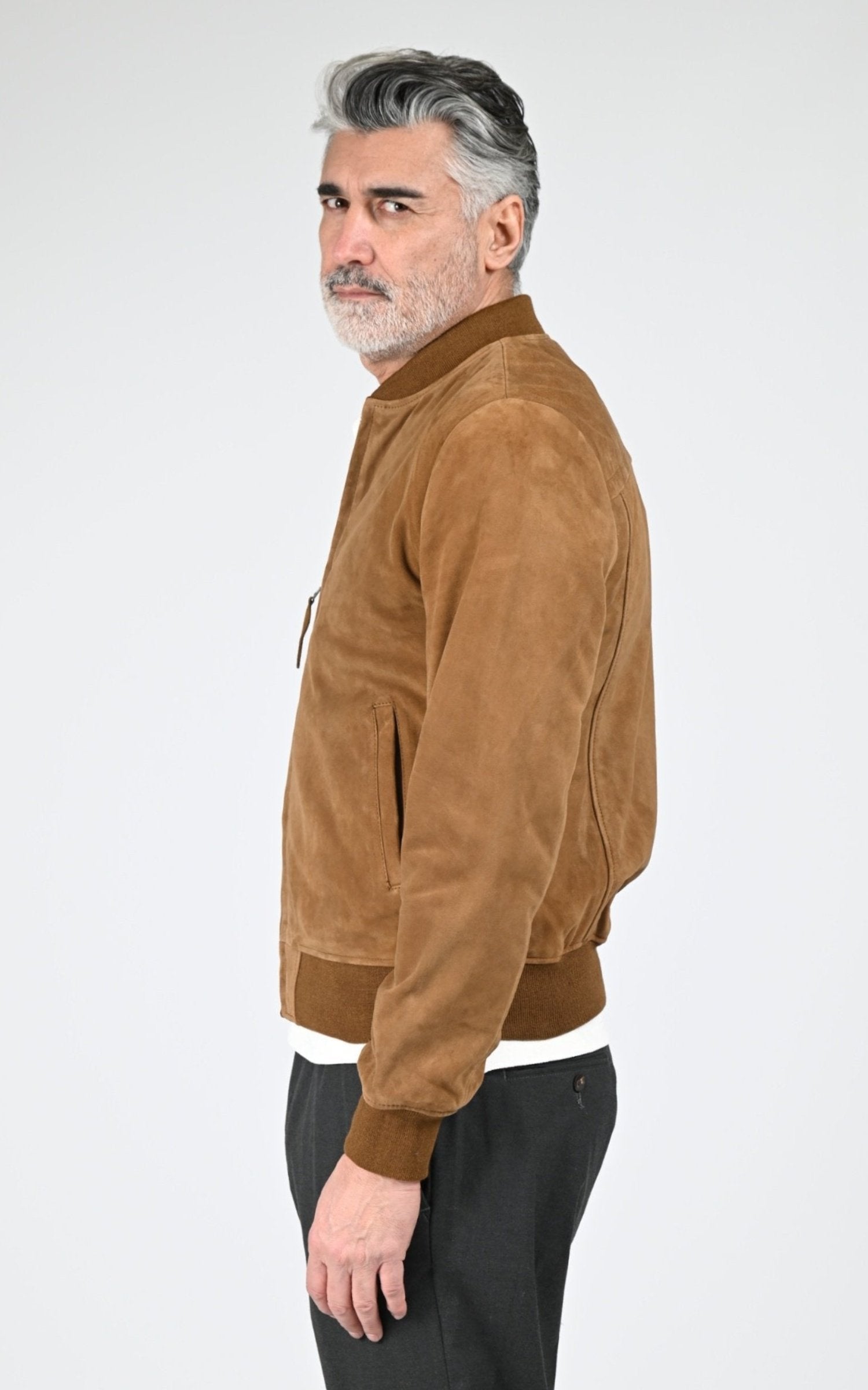 A "LC300" Camel Schott Blouson Homme closed photo