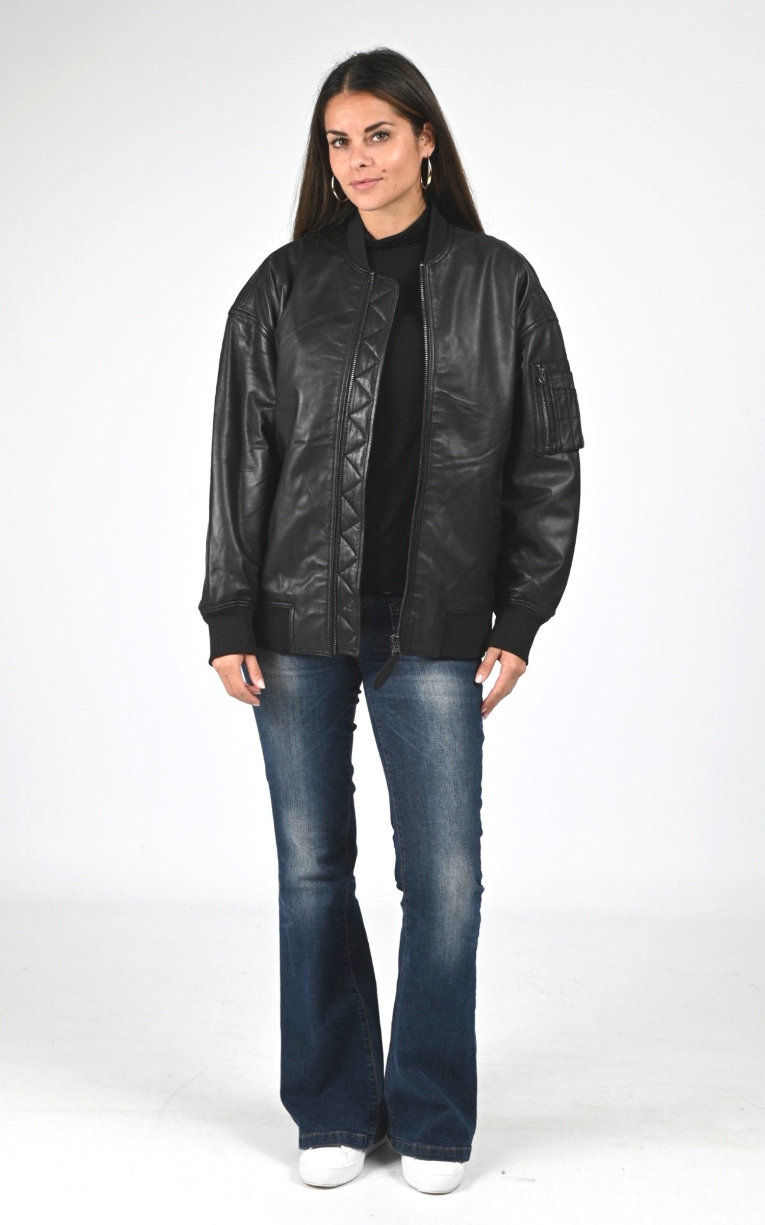 Teddy Cuir Femme Schott, modèle Lcw airlong de couleur black