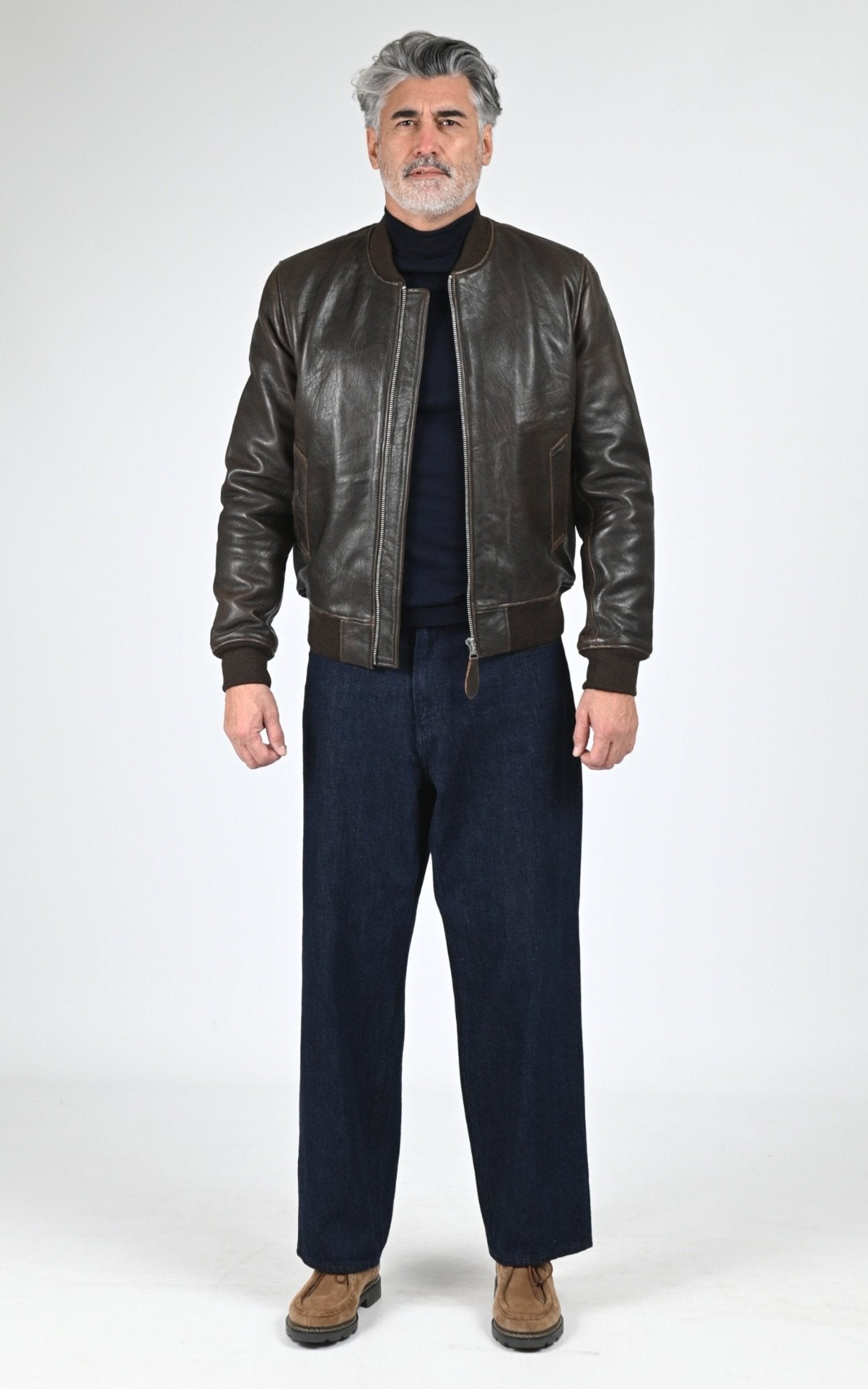 Blouson Cuir Homme Schott, modèle Lc bomb sheep de couleur brown