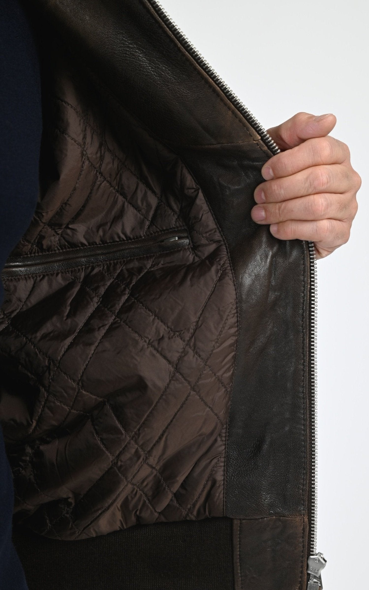 Blouson Cuir Homme Schott, modèle Lc bomb sheep de couleur brown