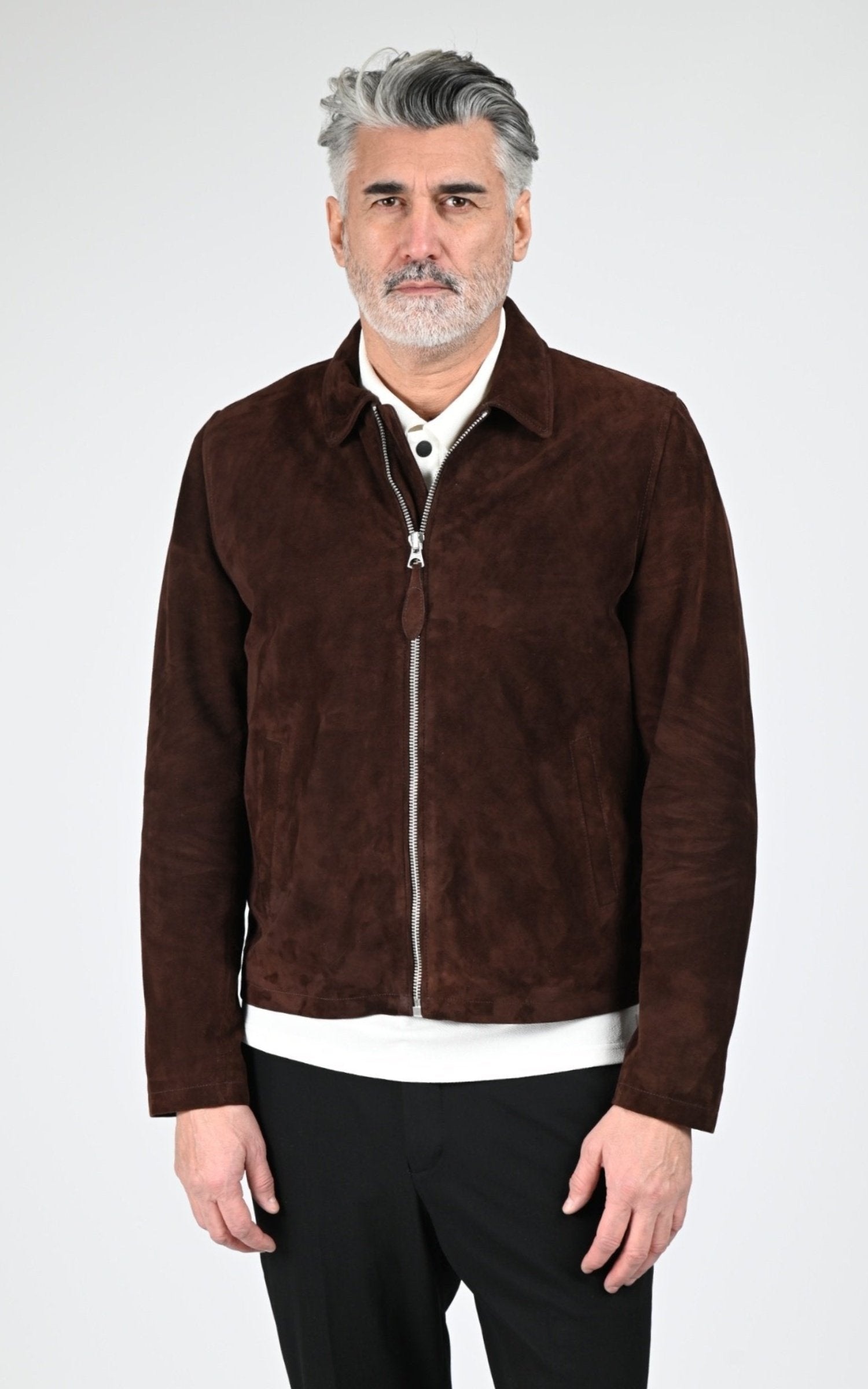 Veste Daim Homme Jaj -Schott-, modèle Lc classic s de couleur dark brown