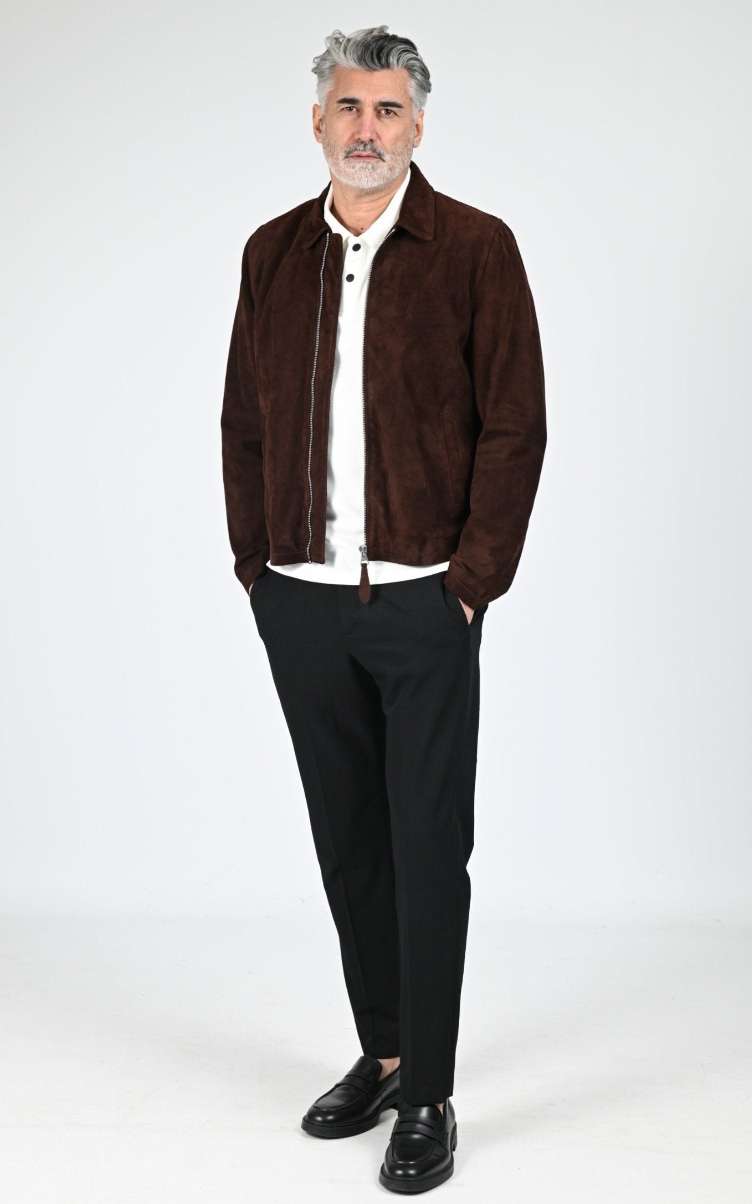 Veste Daim Homme Jaj -Schott-, modèle Lc classic s de couleur dark brown