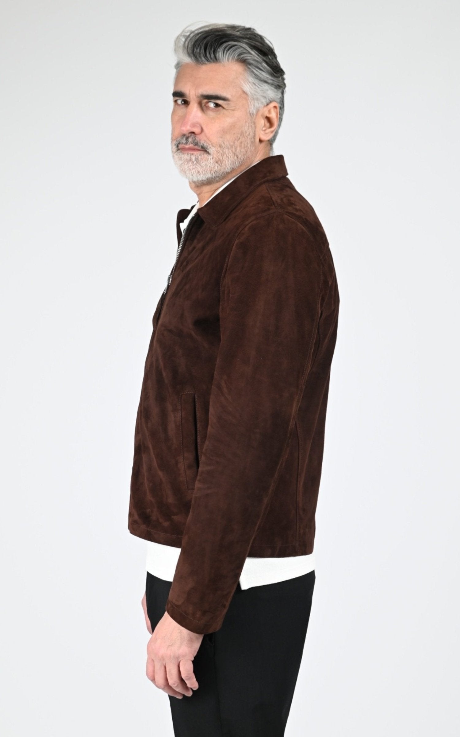 Veste Daim Homme Jaj -Schott-, modèle Lc classic s de couleur dark brown