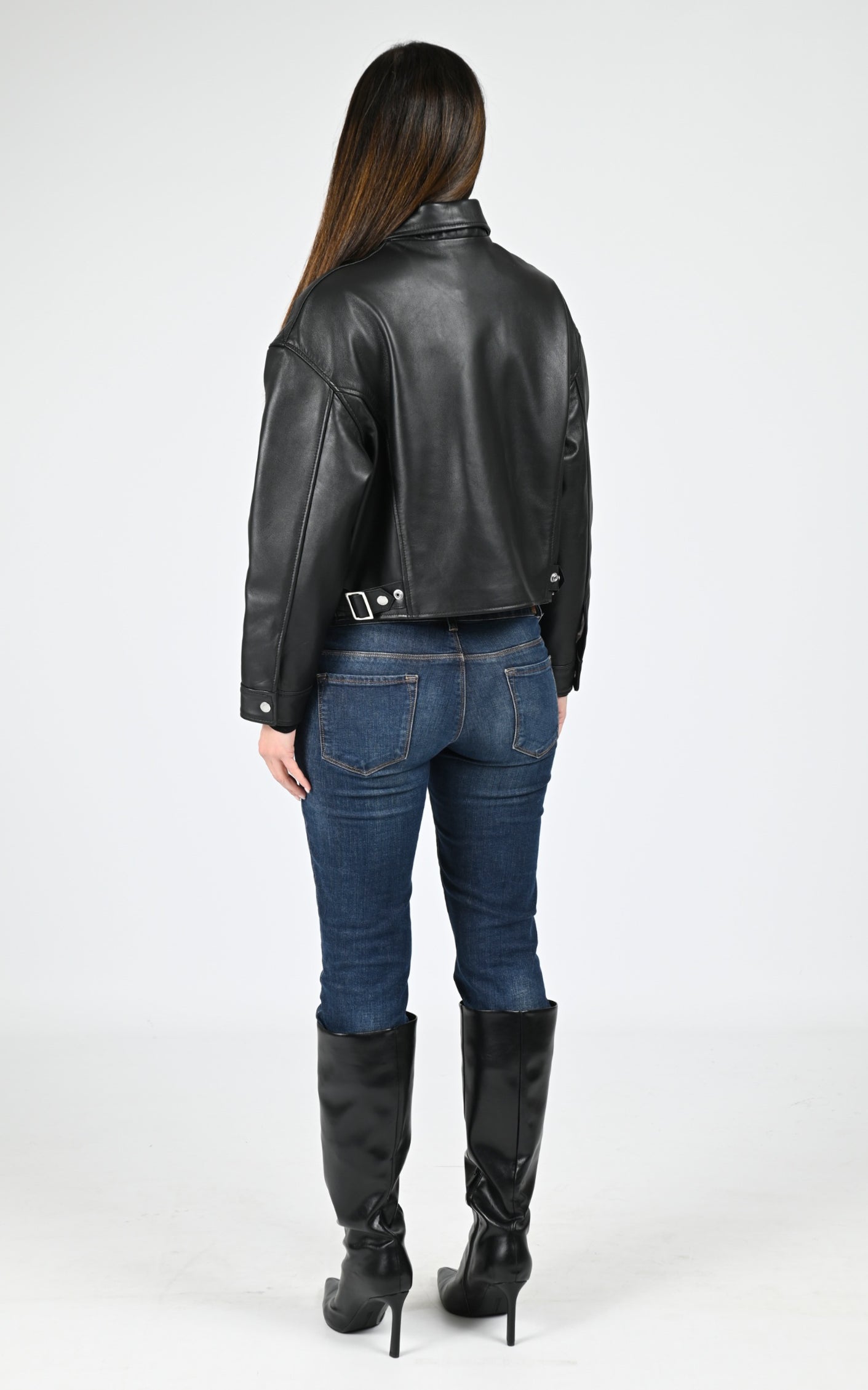 Blouson court cuir LC Delia noir