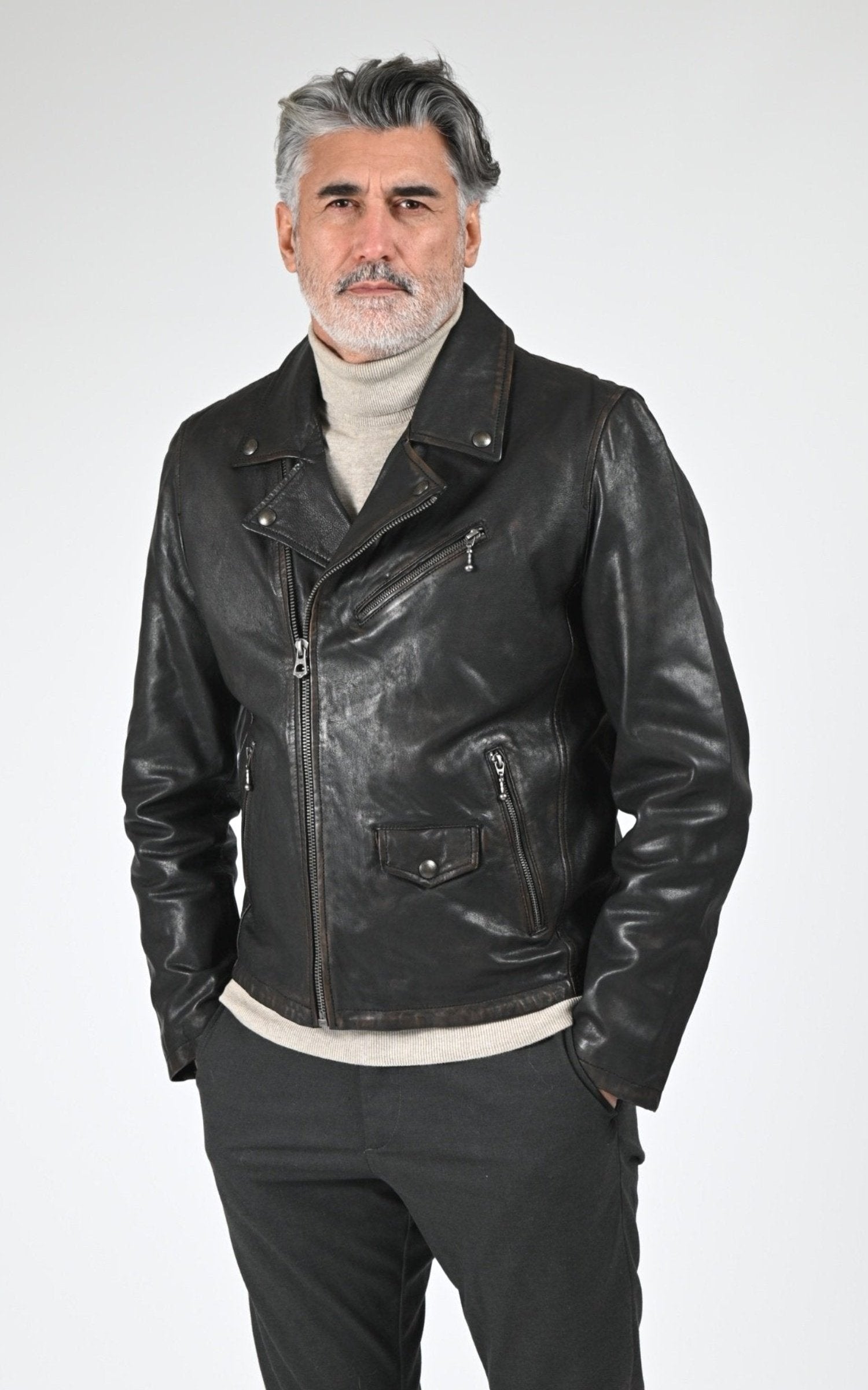 Perfecto distressed leather jacket Miami black Daytona 73 - La