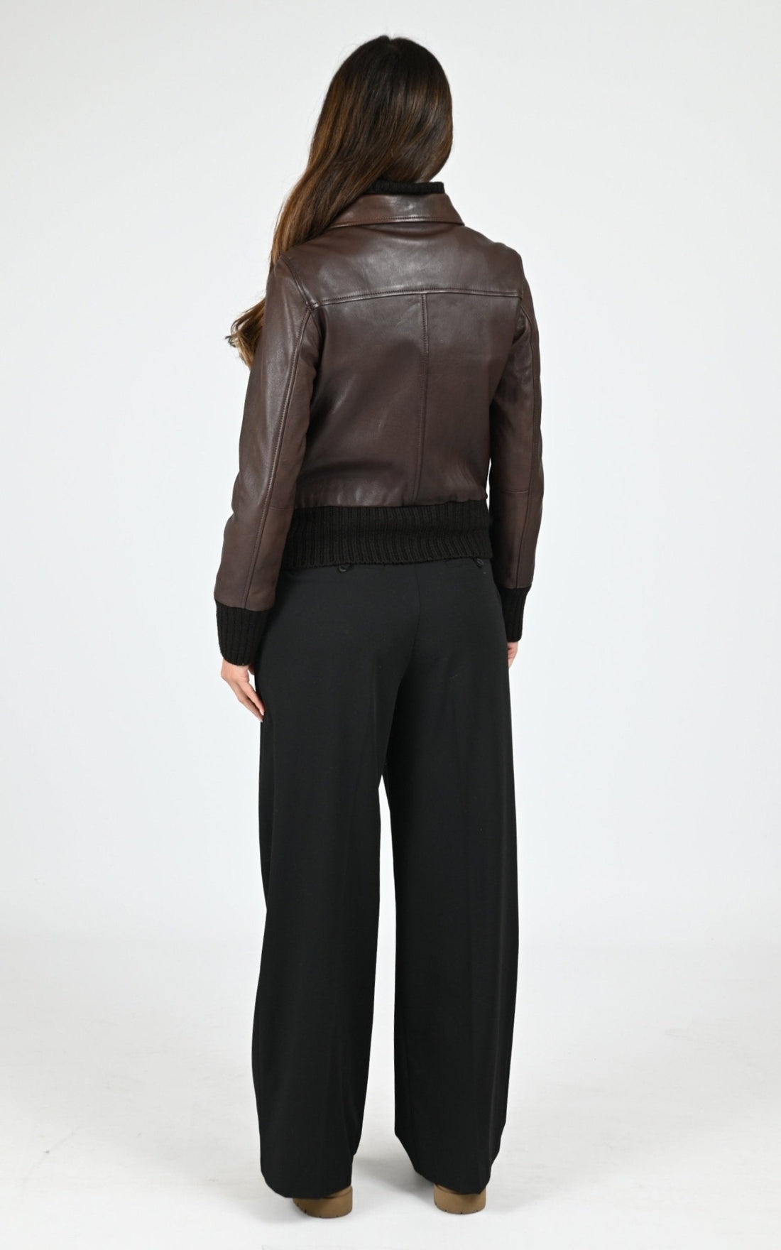 Blouson Cuir Femme Oakwood, modèle Mollyana 65118 de couleur chocolat 505