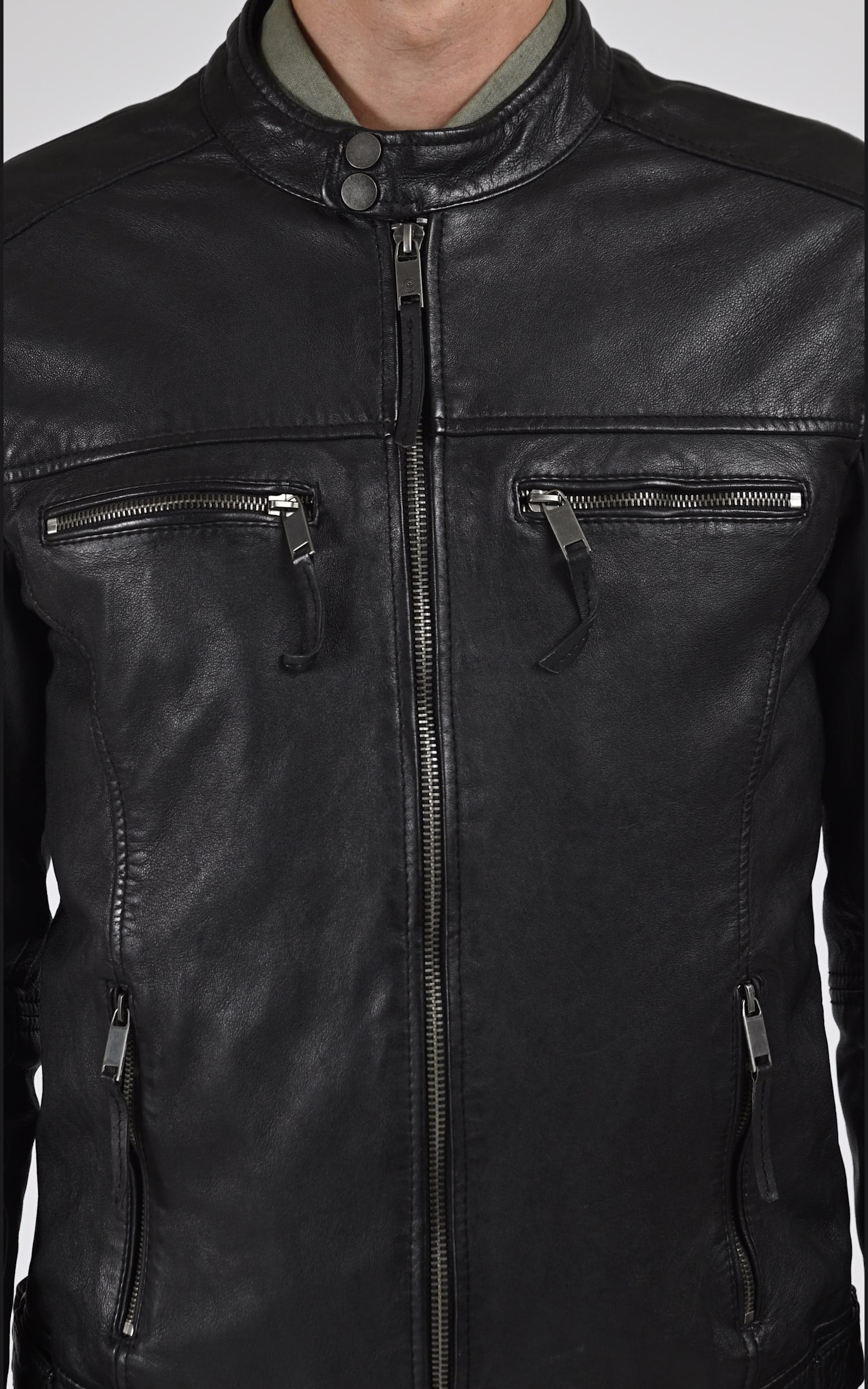 Blouson Cuir Homme La canadienne, modèle Mumbai de couleur noir