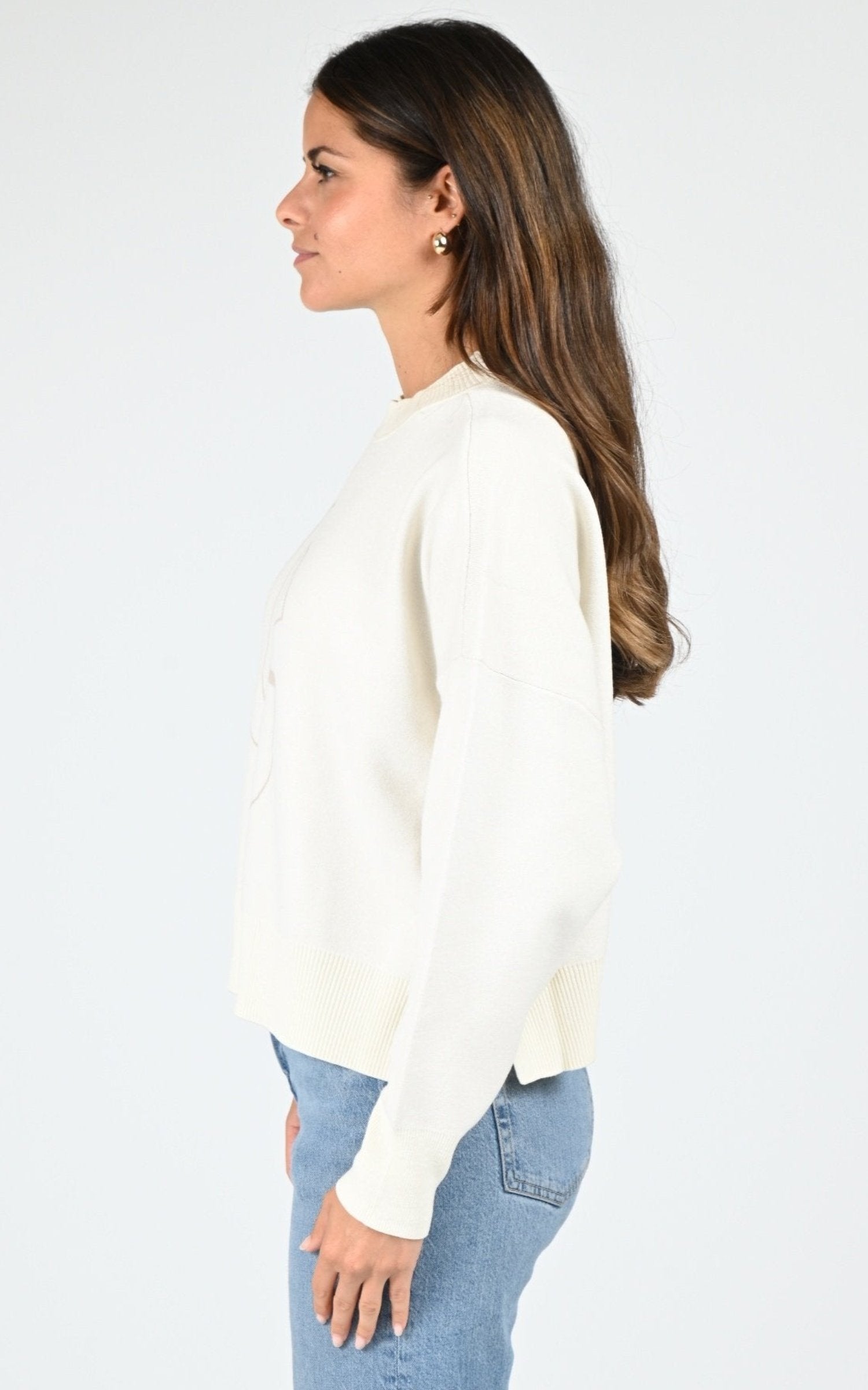 Pull Textile Femme Gertrude, modèle Natalia de couleur creme