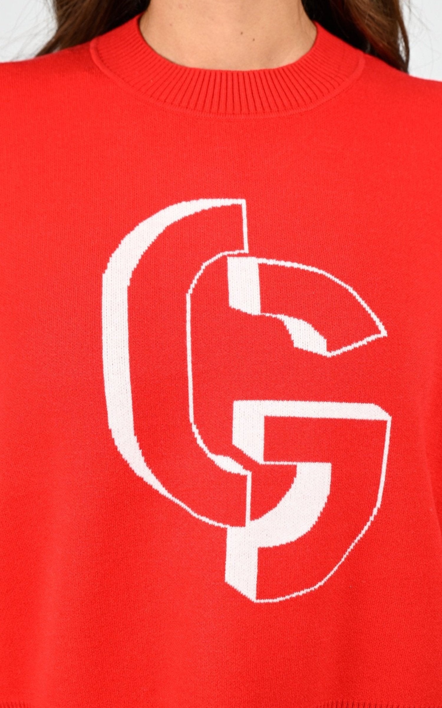 Pull Textile Femme Gertrude, modèle Natalia de couleur poppie