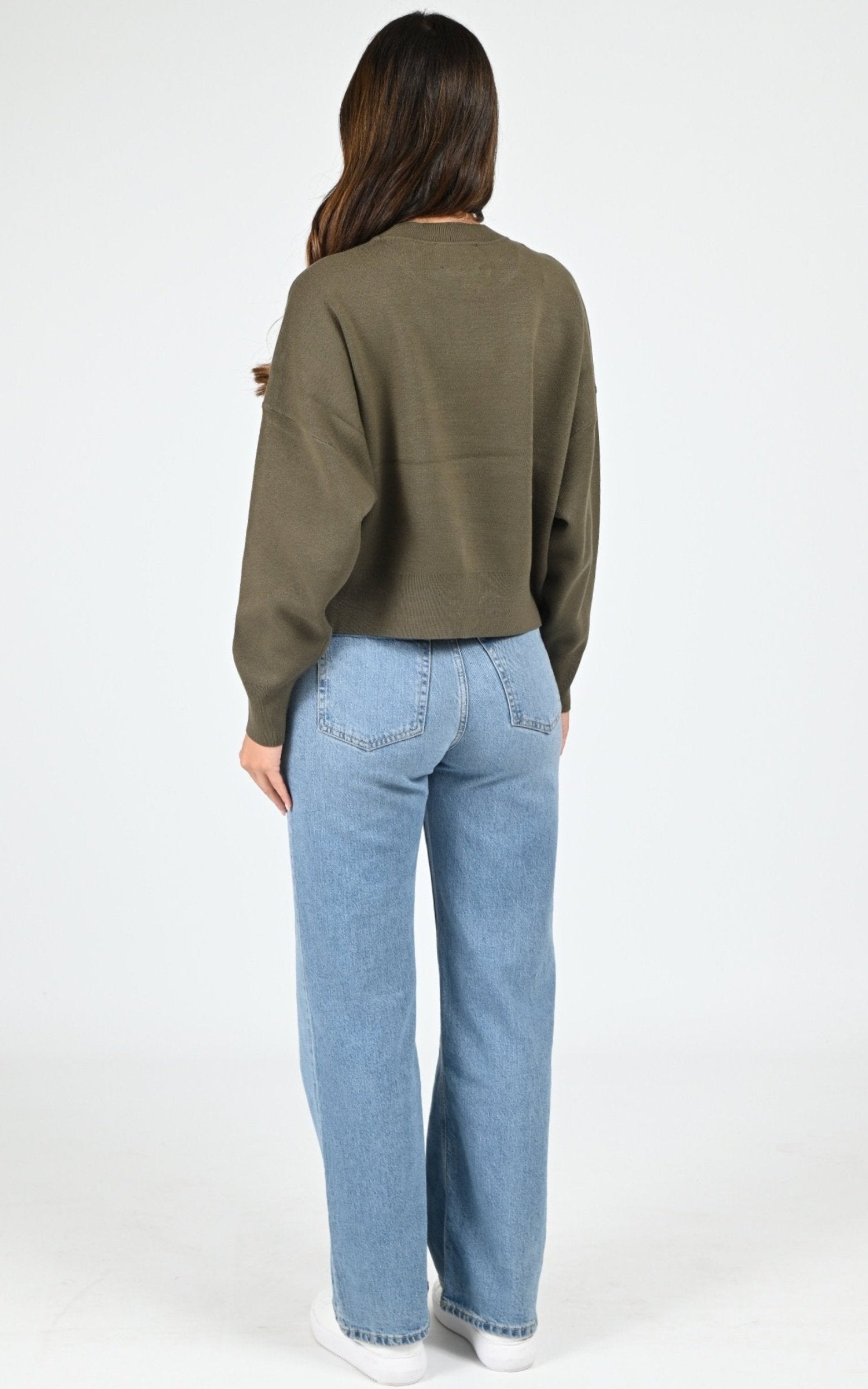 Pull Textile Femme Gertrude, modèle Nath script de couleur kaki