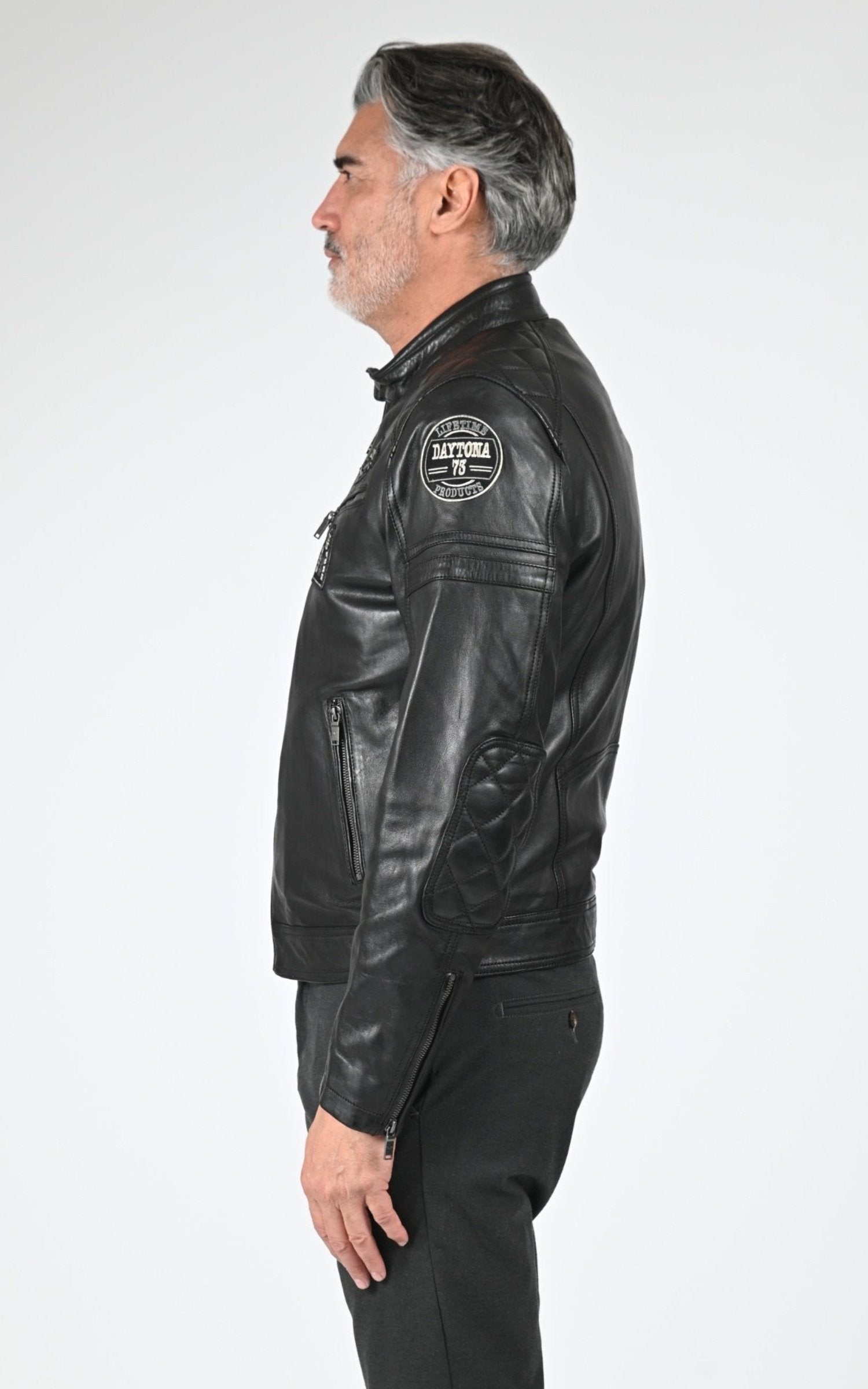 Blouson Cuir Homme Daytona 73, modèle Nieto 104382 de couleur black/black