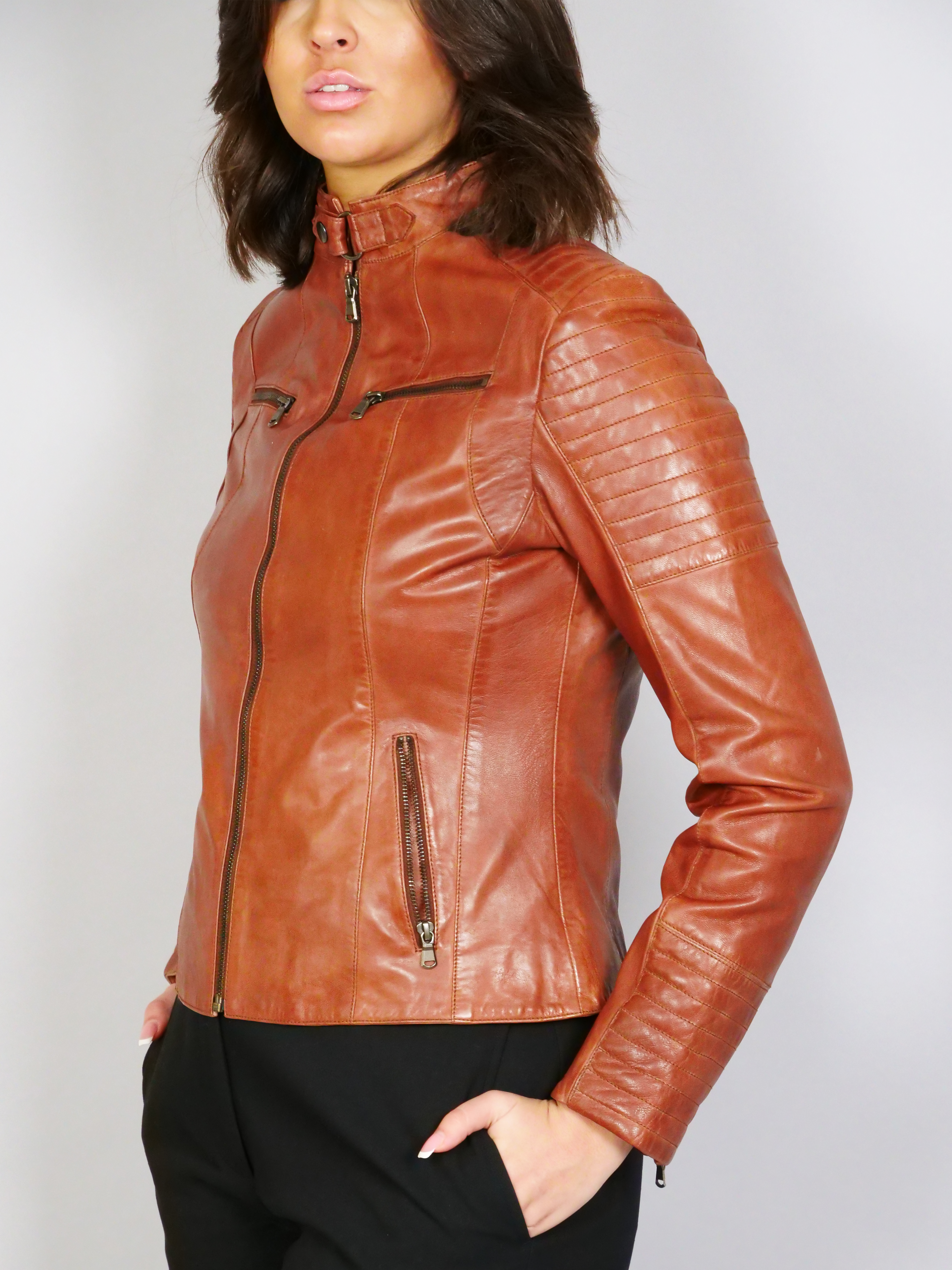 Scooty Lamb Polish Nappa Leather Dark Tan