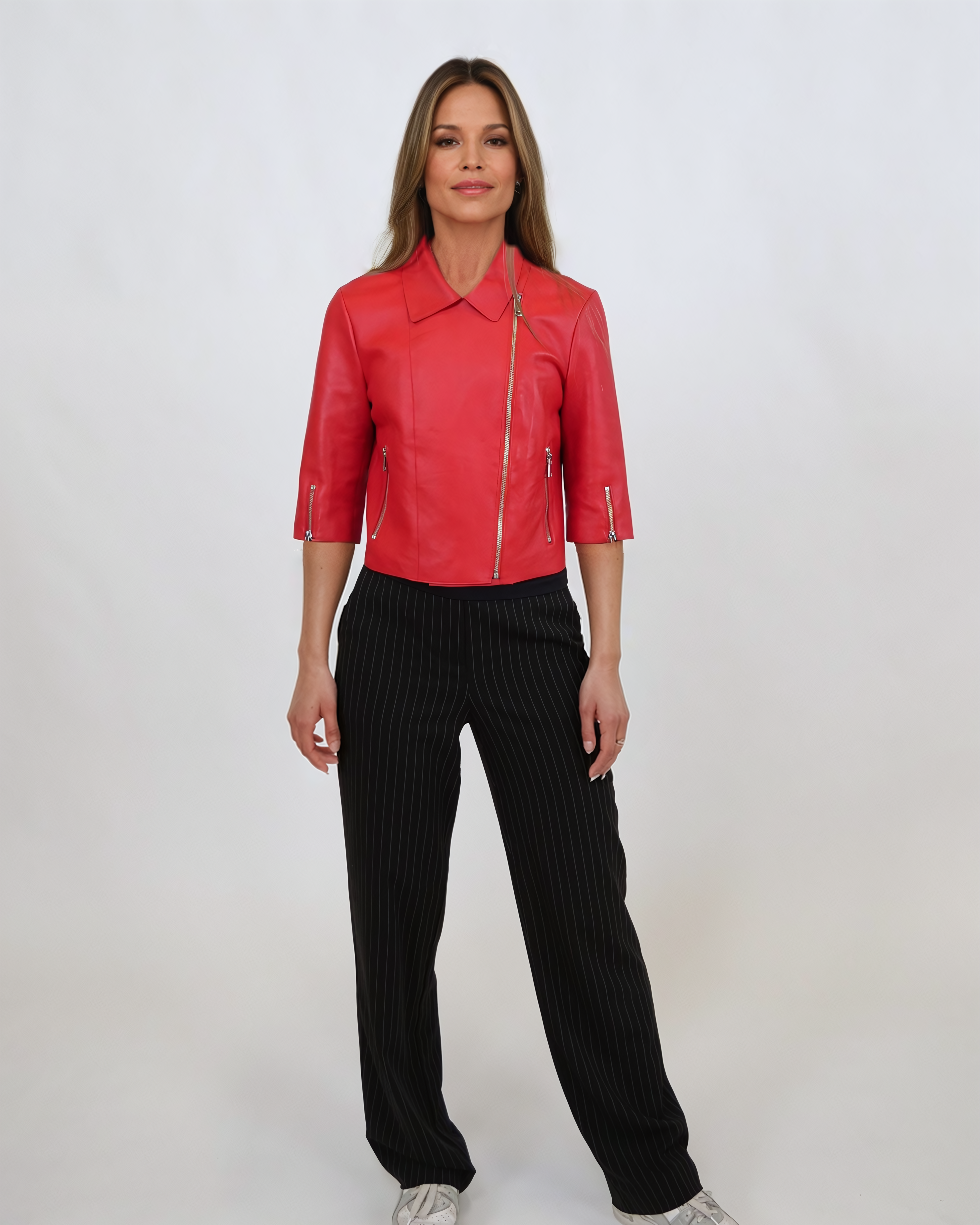 Ditte, 45 cm. Lamb Dior Bonded Leather-Women Radient Red