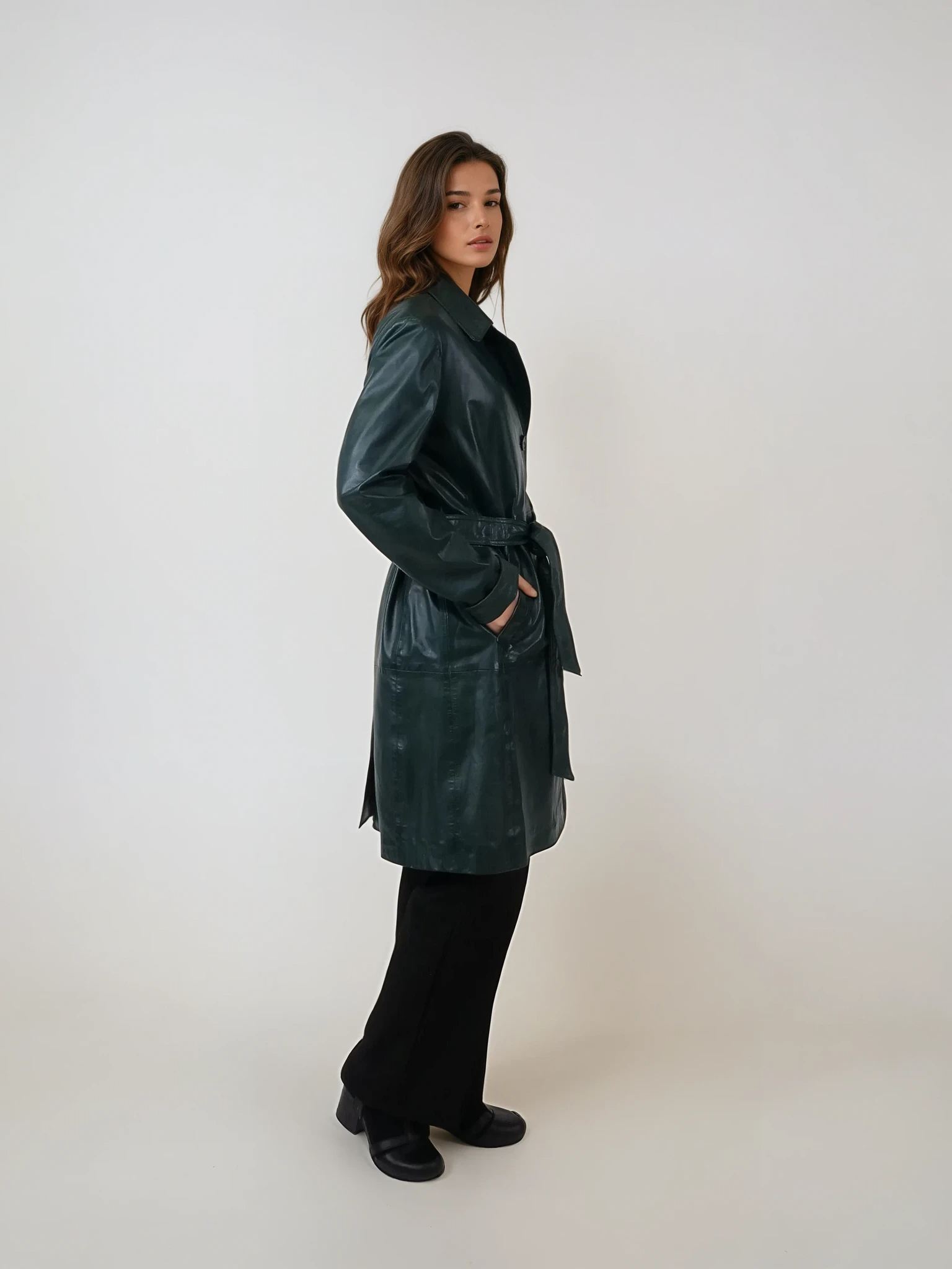 Arlise, 95 cm. Lamb Malli Leather - Women Copper Green