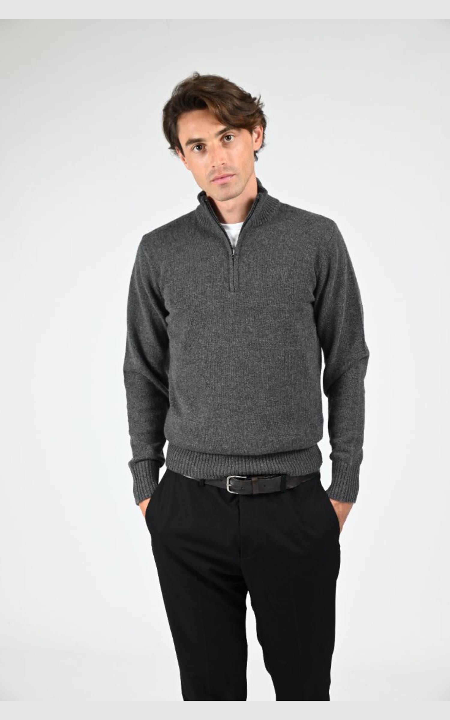 Pull Textile Homme Schott, modèle Pl lance 2 de couleur gris