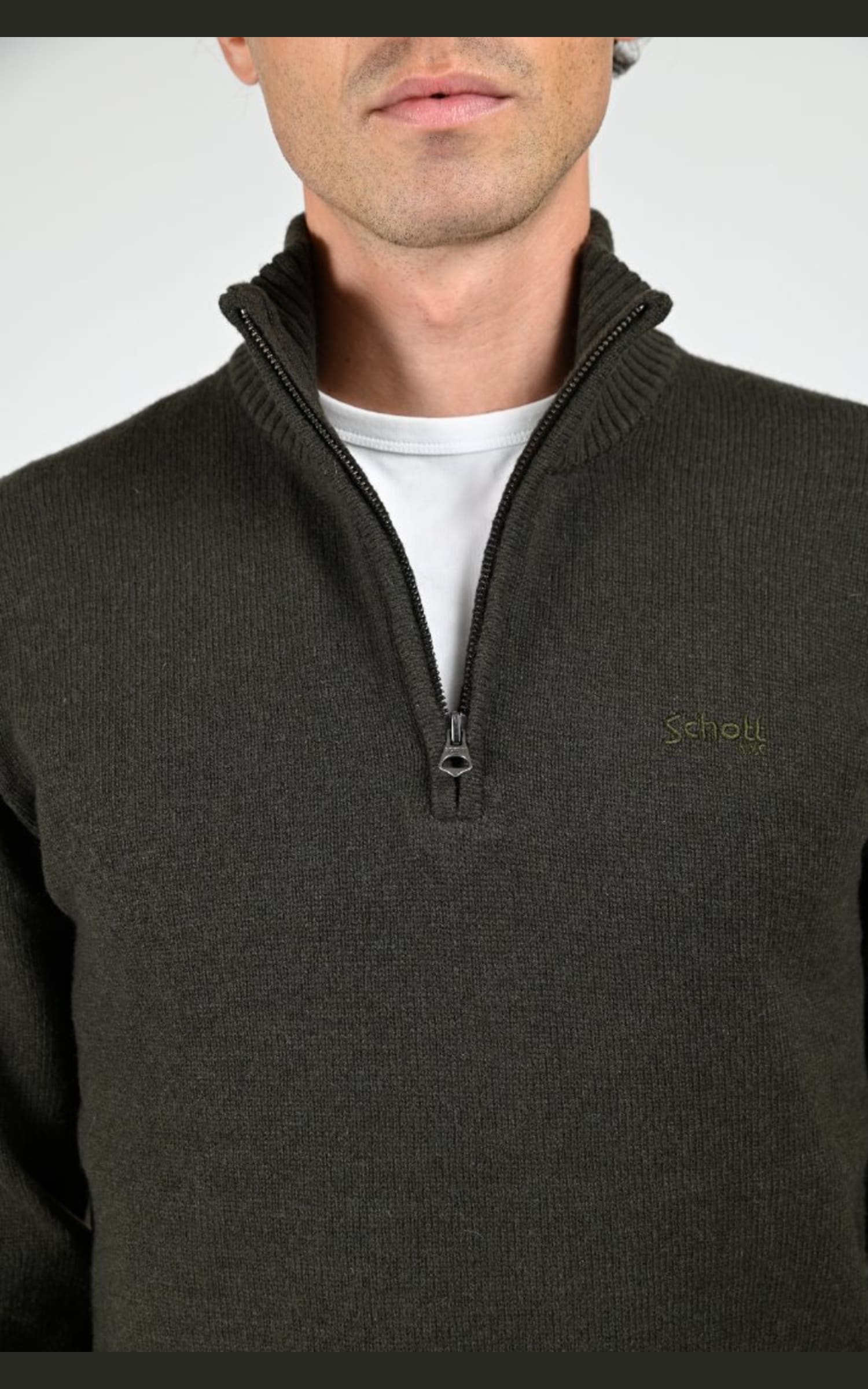Pull Textile Homme Schott, modèle Pl lance 2 de couleur vert