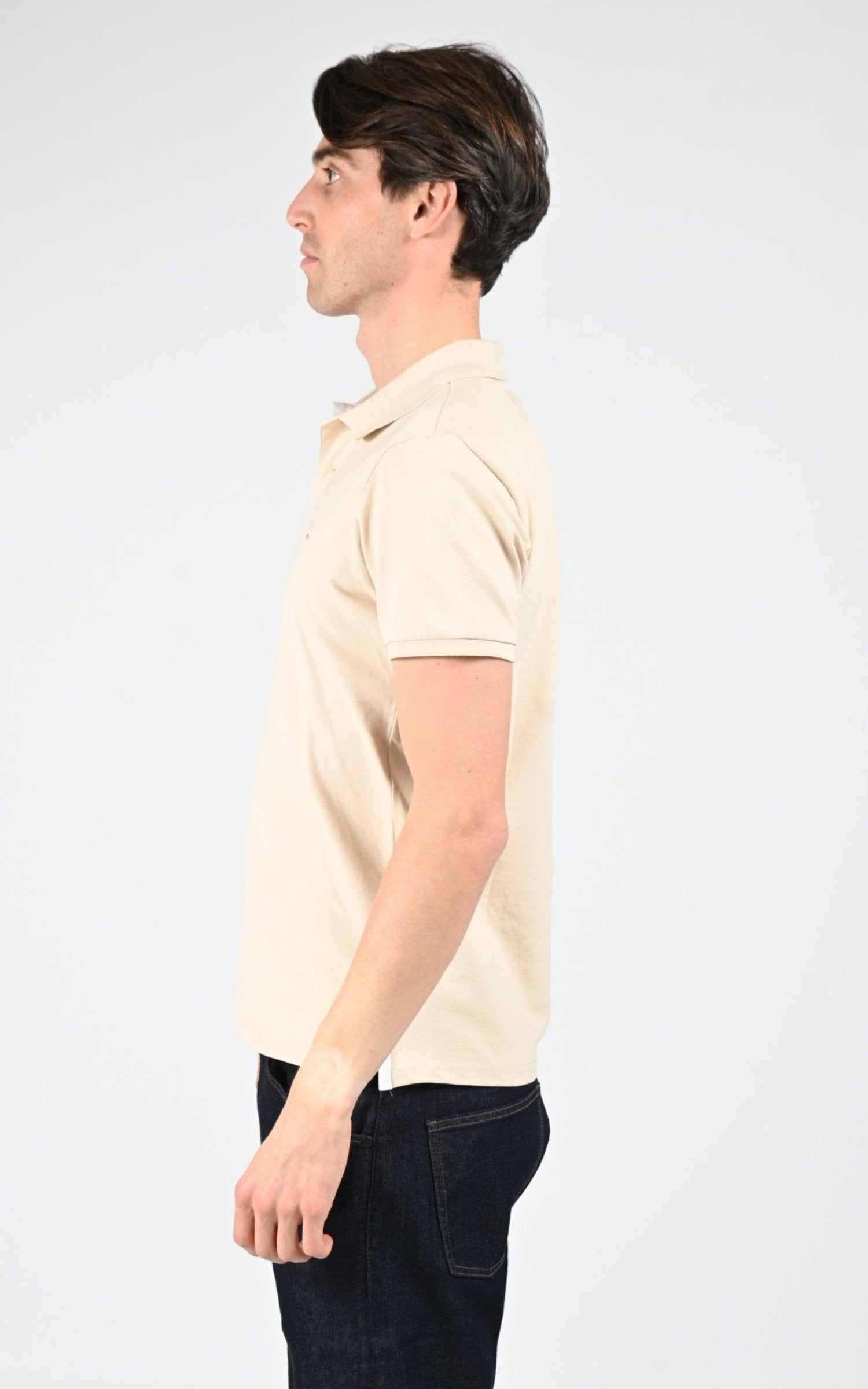 Polo Textile Homme Schott, modèle Psmilton de couleur beige / taupe