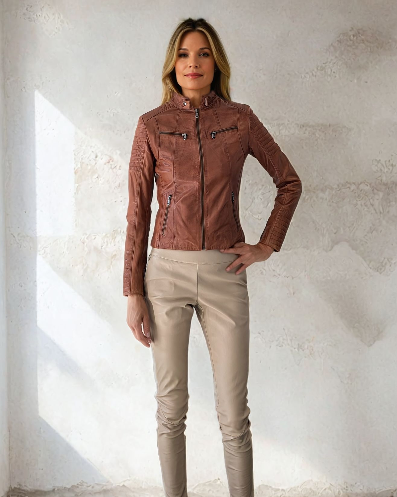 Scooty Lamb Polish Nappa Leather Dark Tan