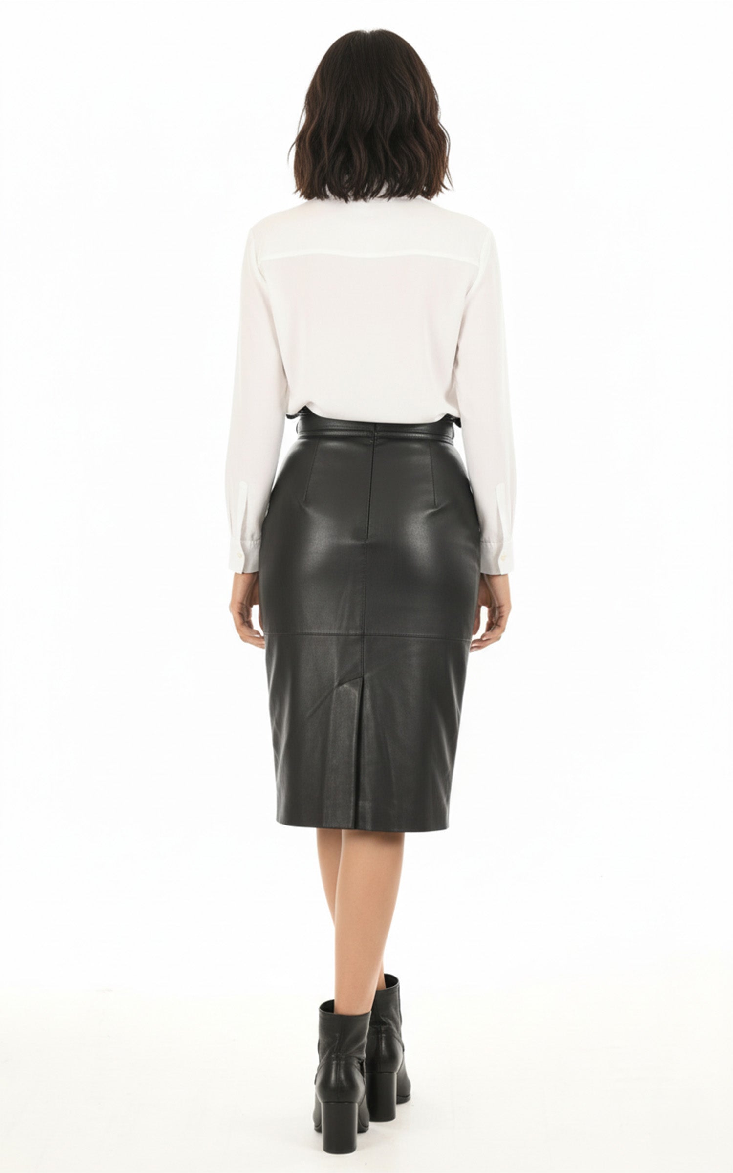 Jupe crayon cuir noir