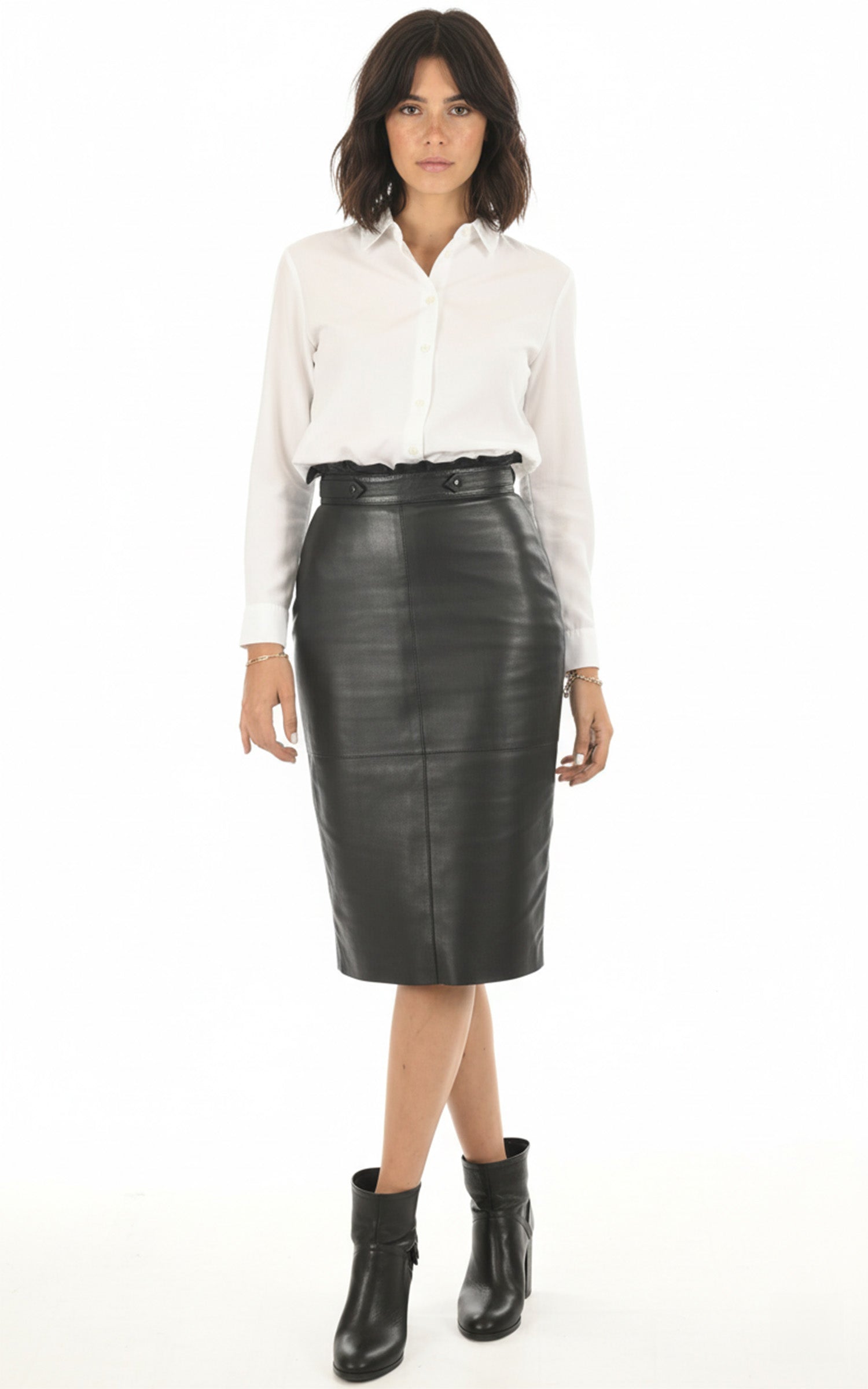Jupe crayon cuir noir