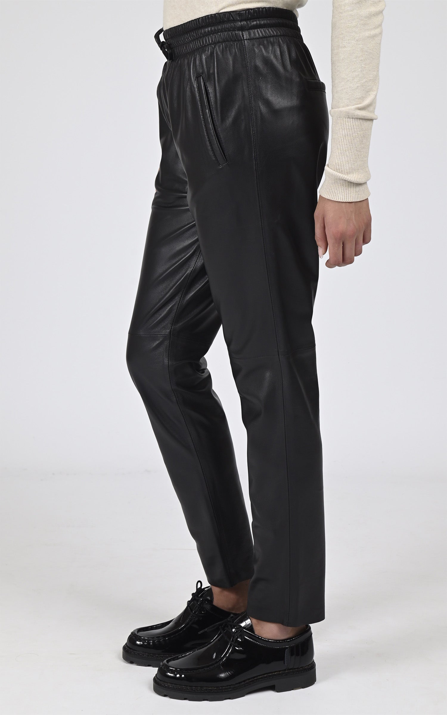 Pantalon jogpant Gift cuir noir