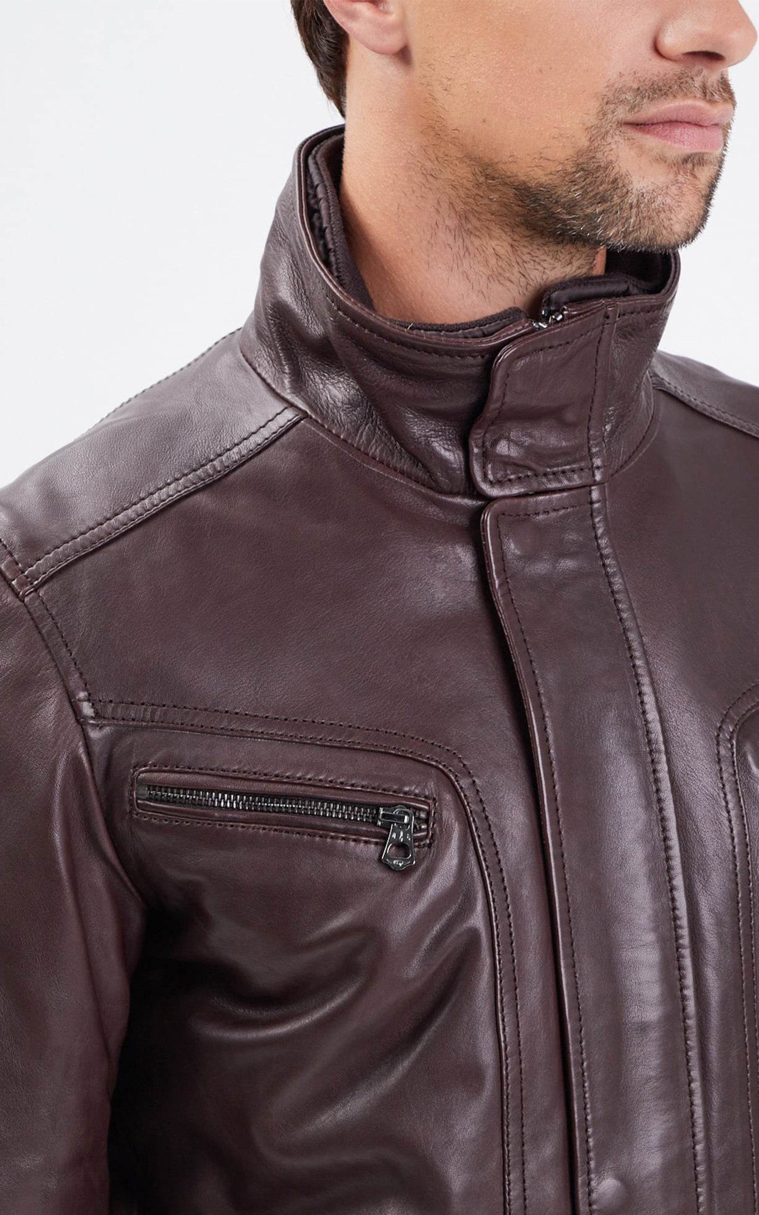Blouson cuir Falconero marron foncé