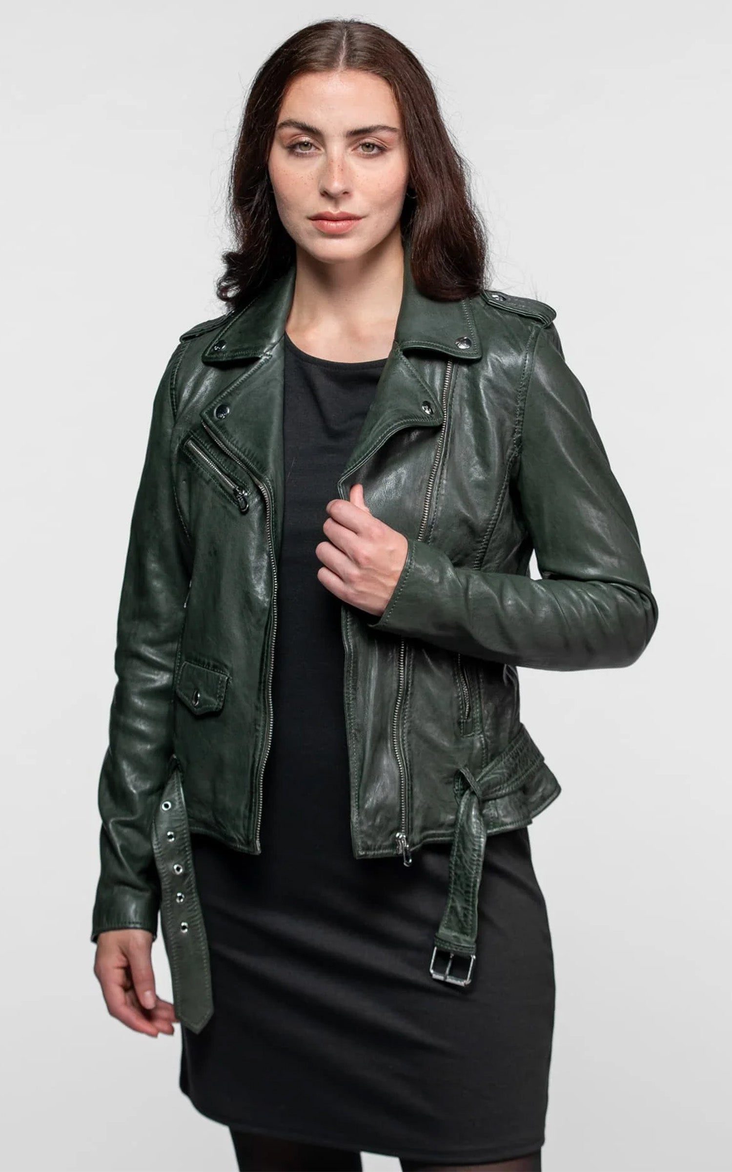 Perfecto cuir Paula kaki