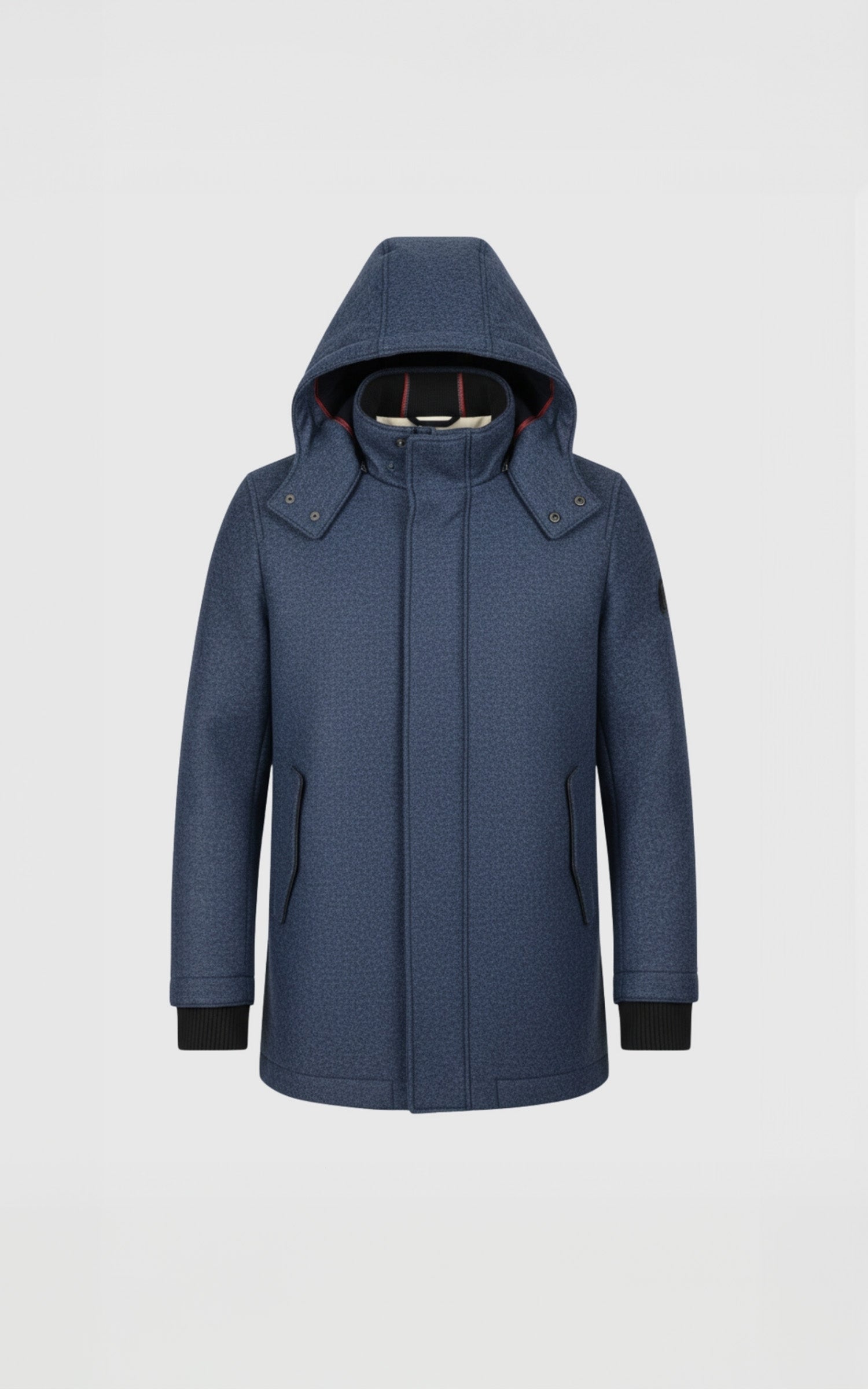 Manteau laine à capuche Wick bleu