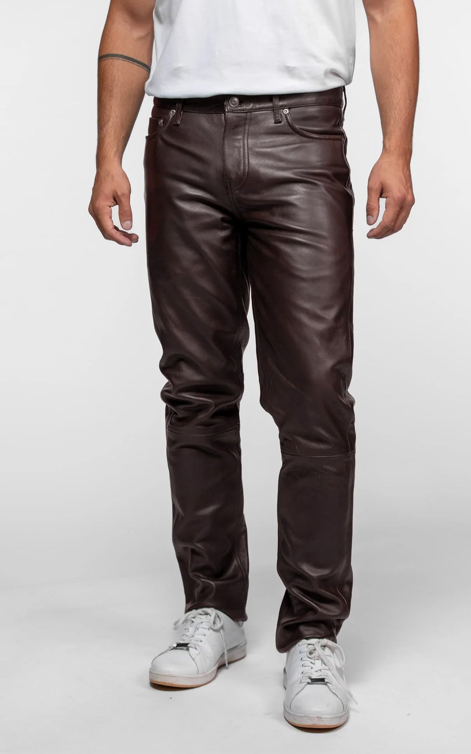 Pantalon cuir Booling marron