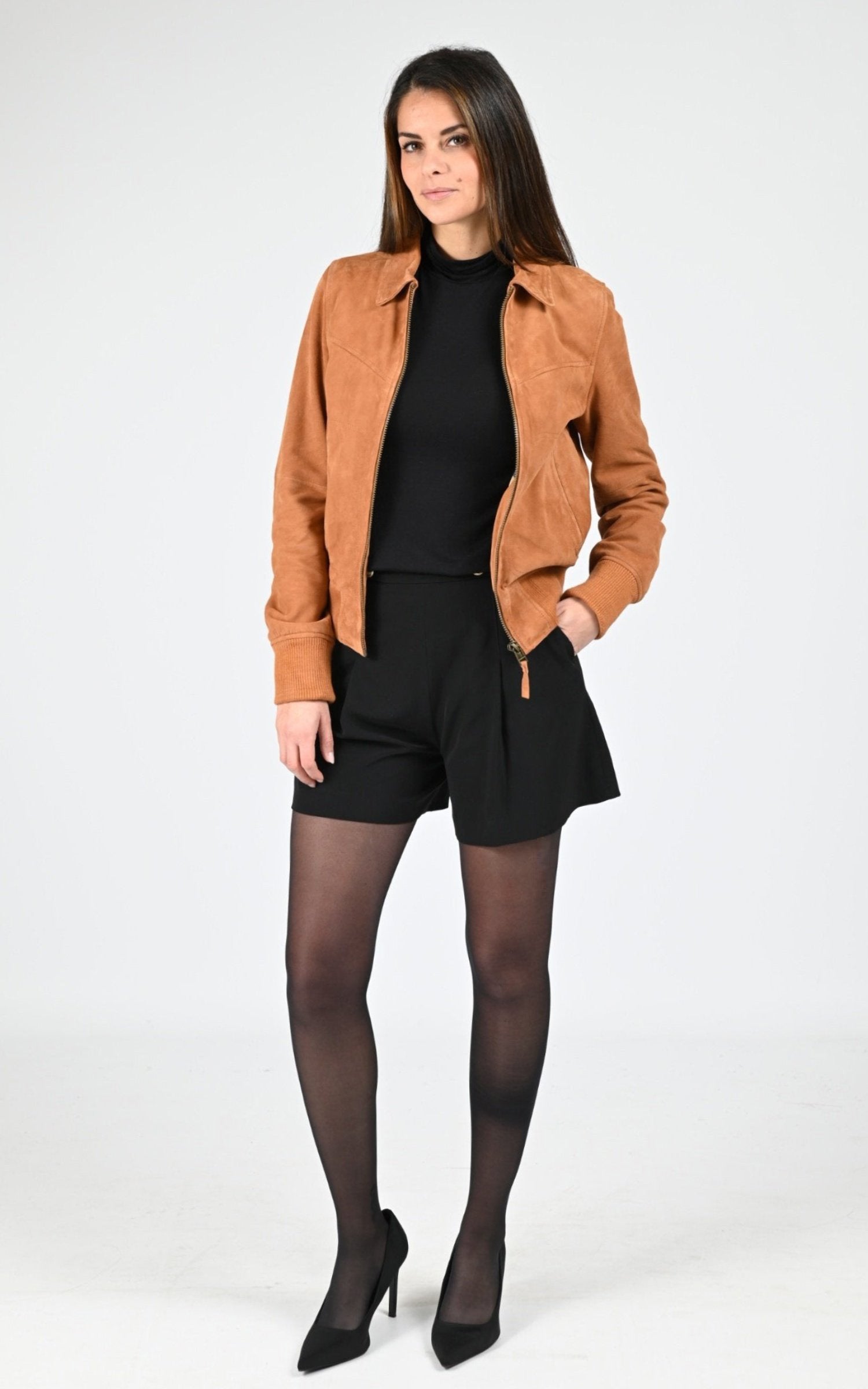 Blouson daim Austin cognac