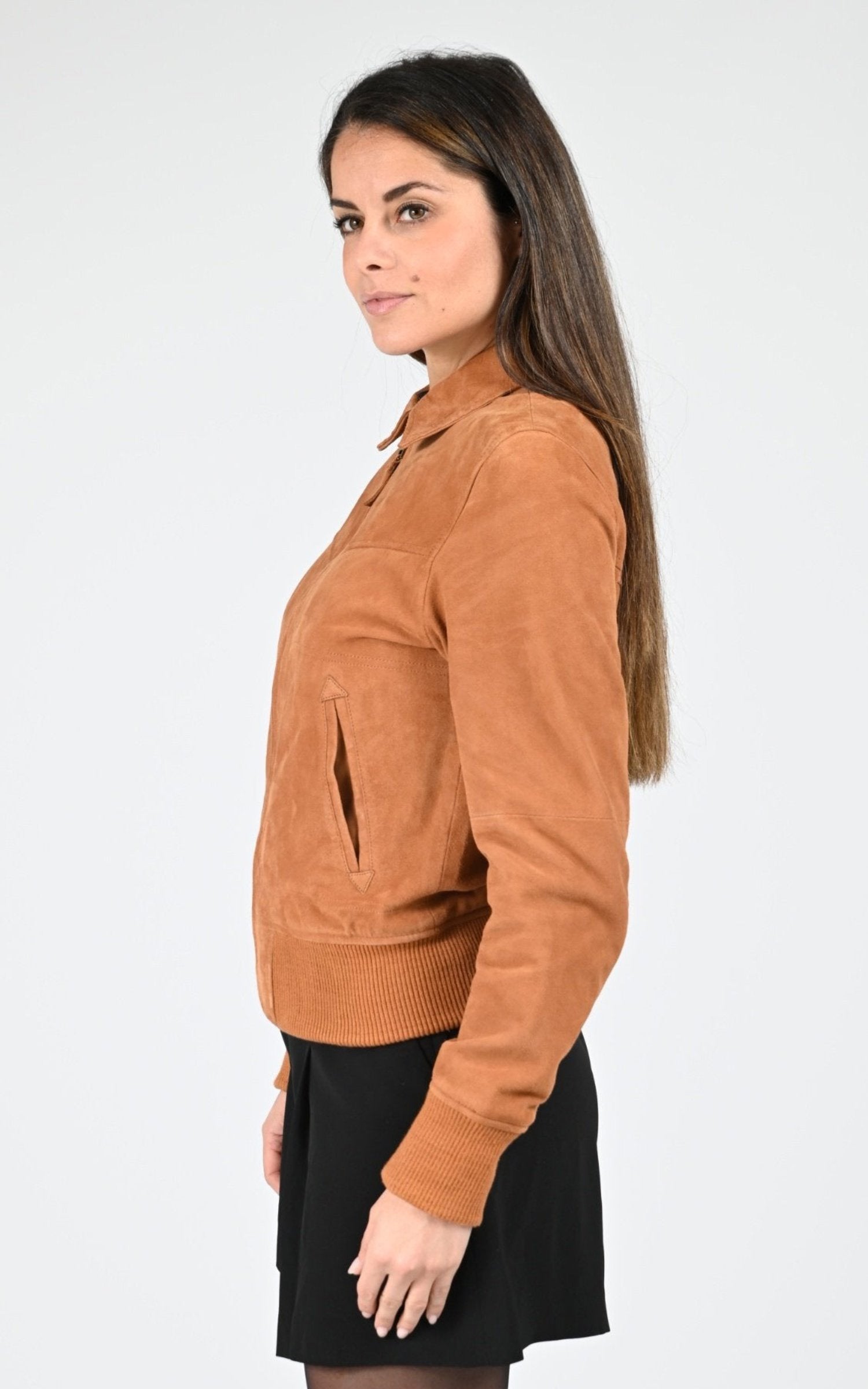 Blouson daim Austin cognac