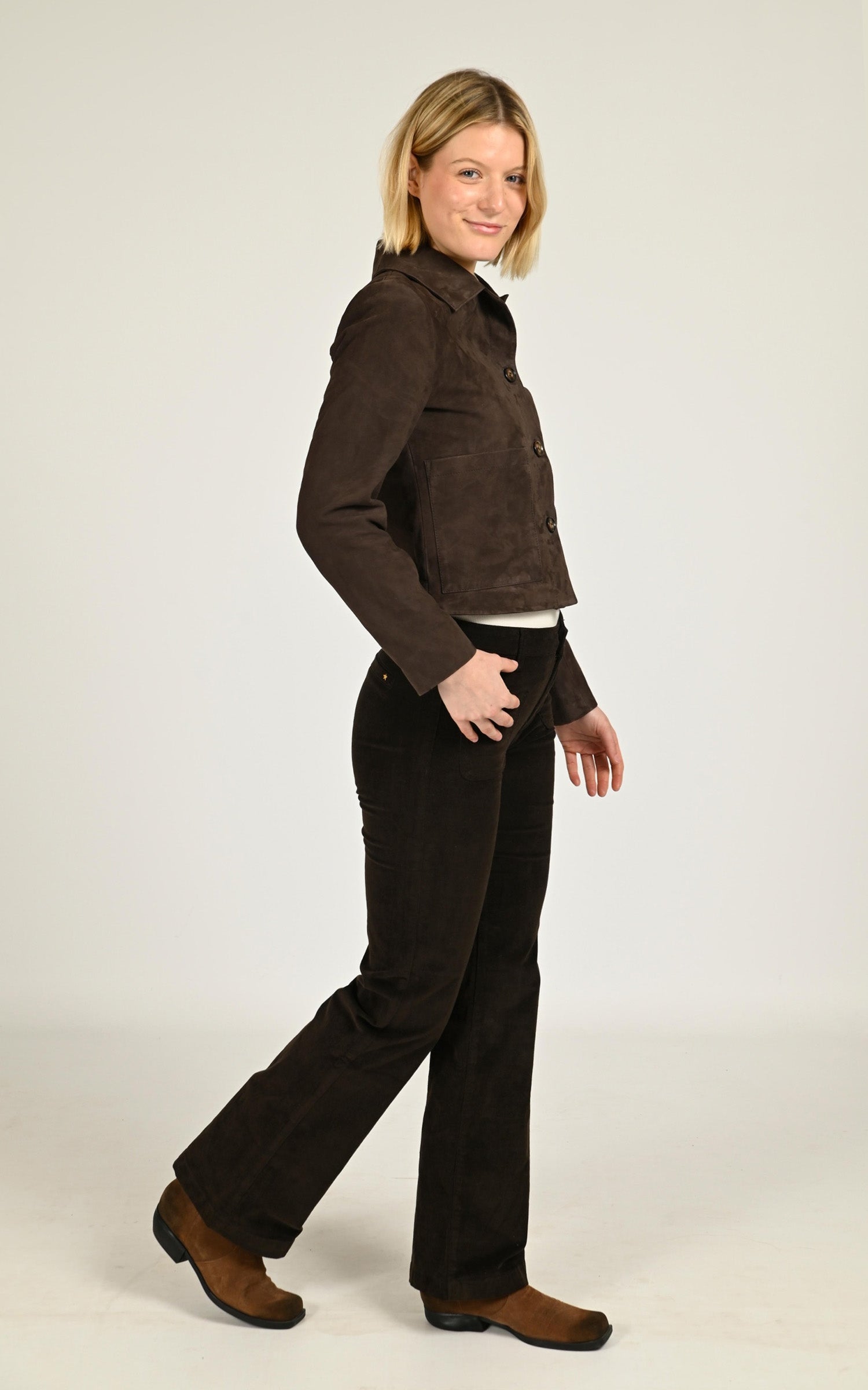 Pantalon flare Sonny velours marron
