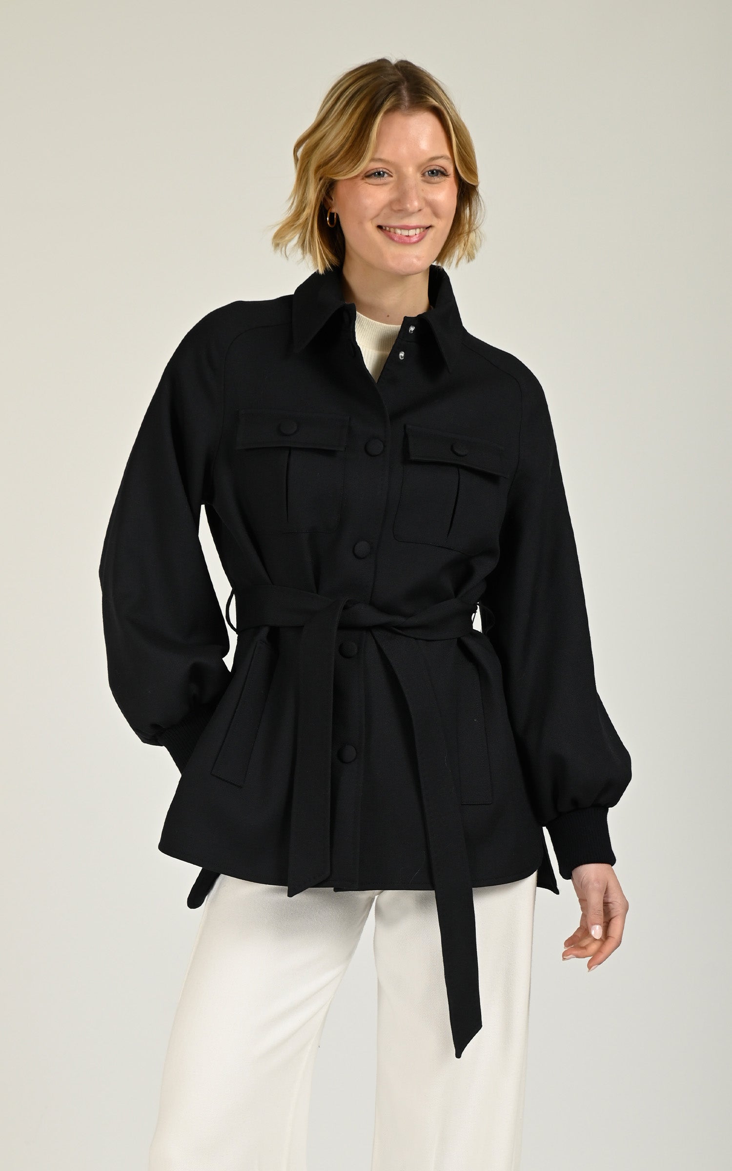 Abrigo de gabardina de lana Eugenia azul marino