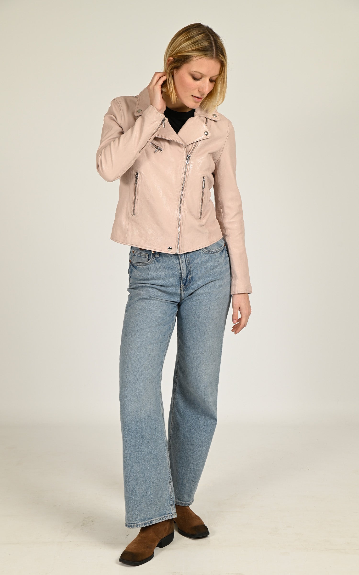 Perfecto de cuero Anthea rosa empolvado
