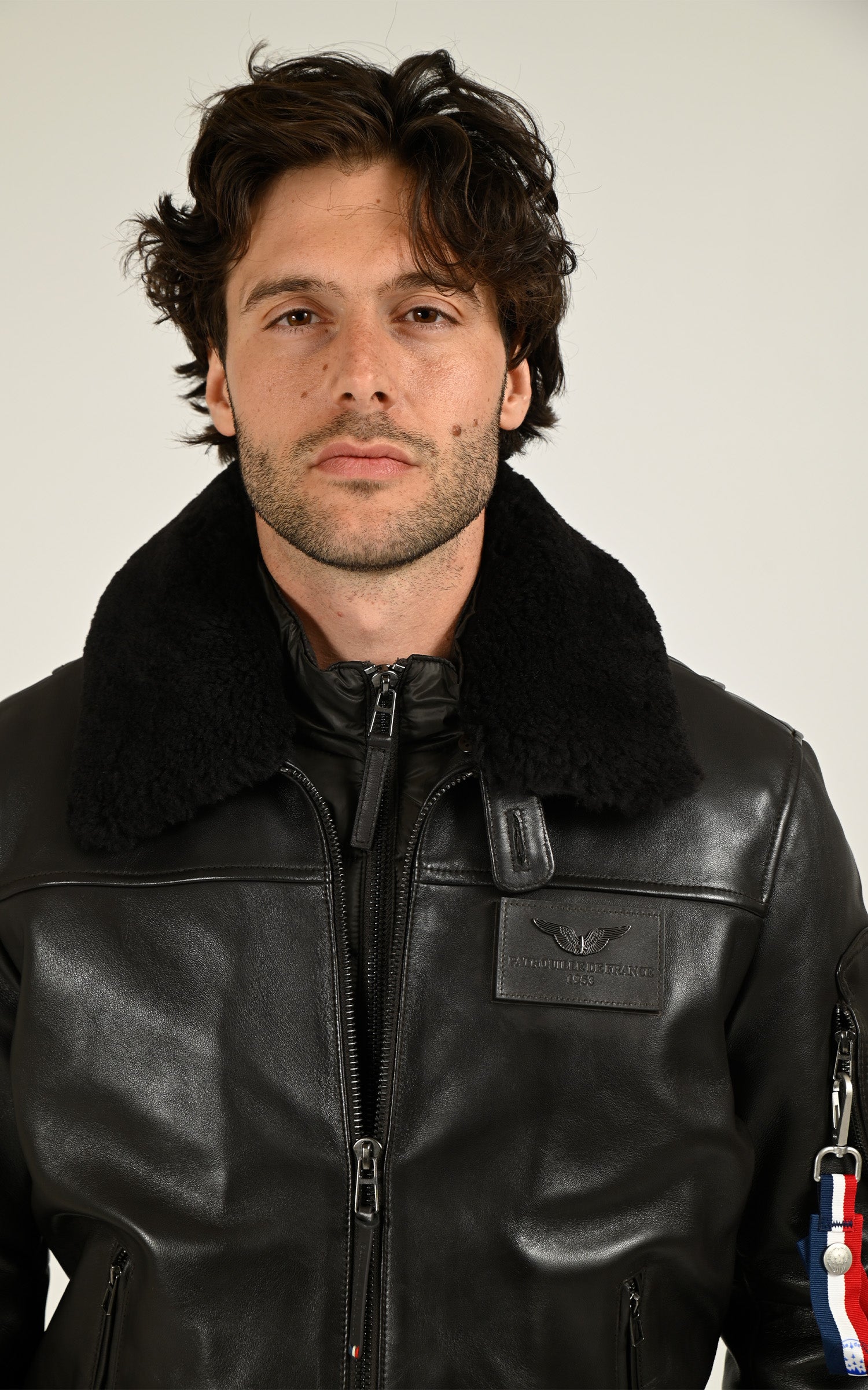 Brown Rafal leather pilot jacket