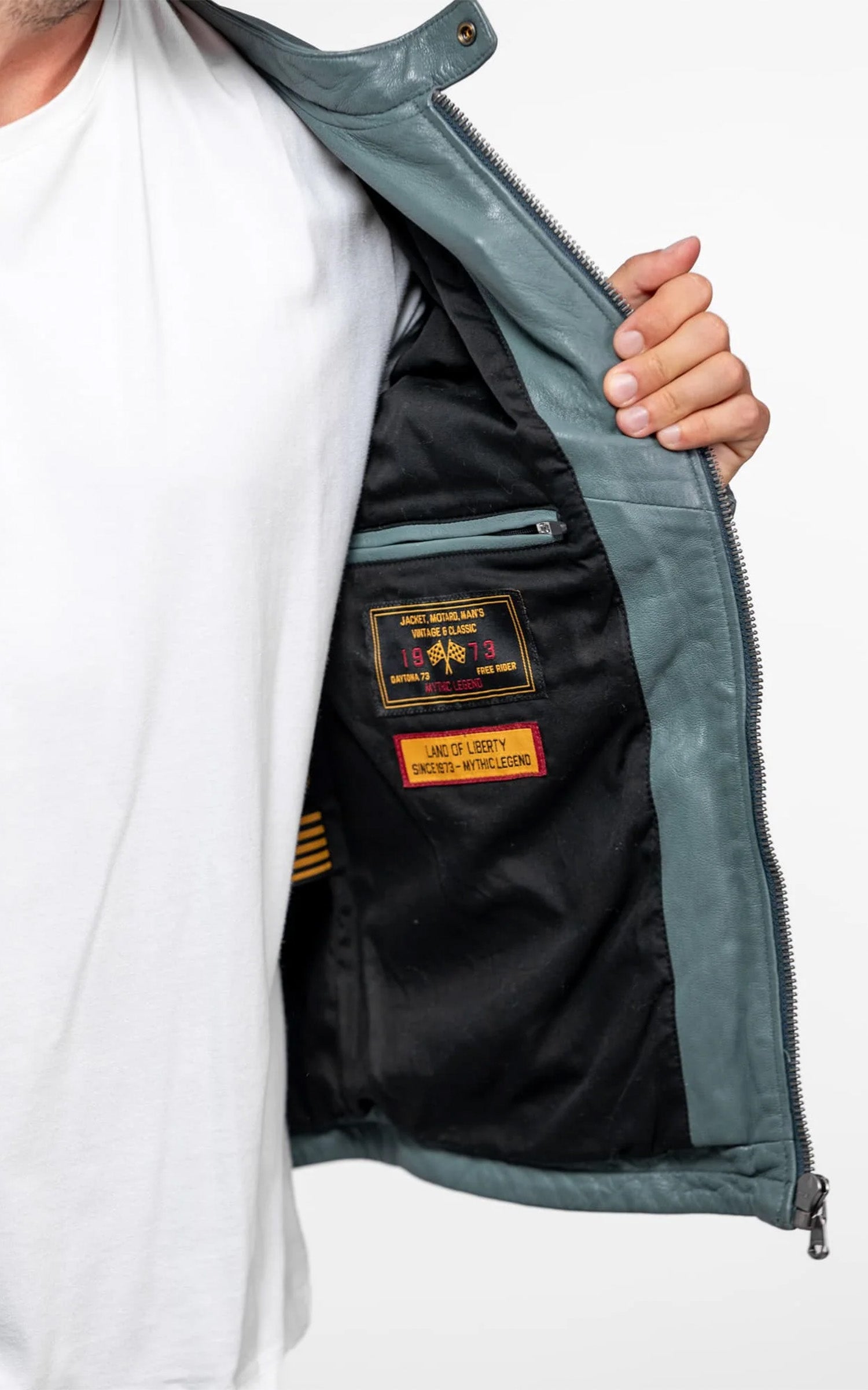 Blouson cuir Gafino bleu