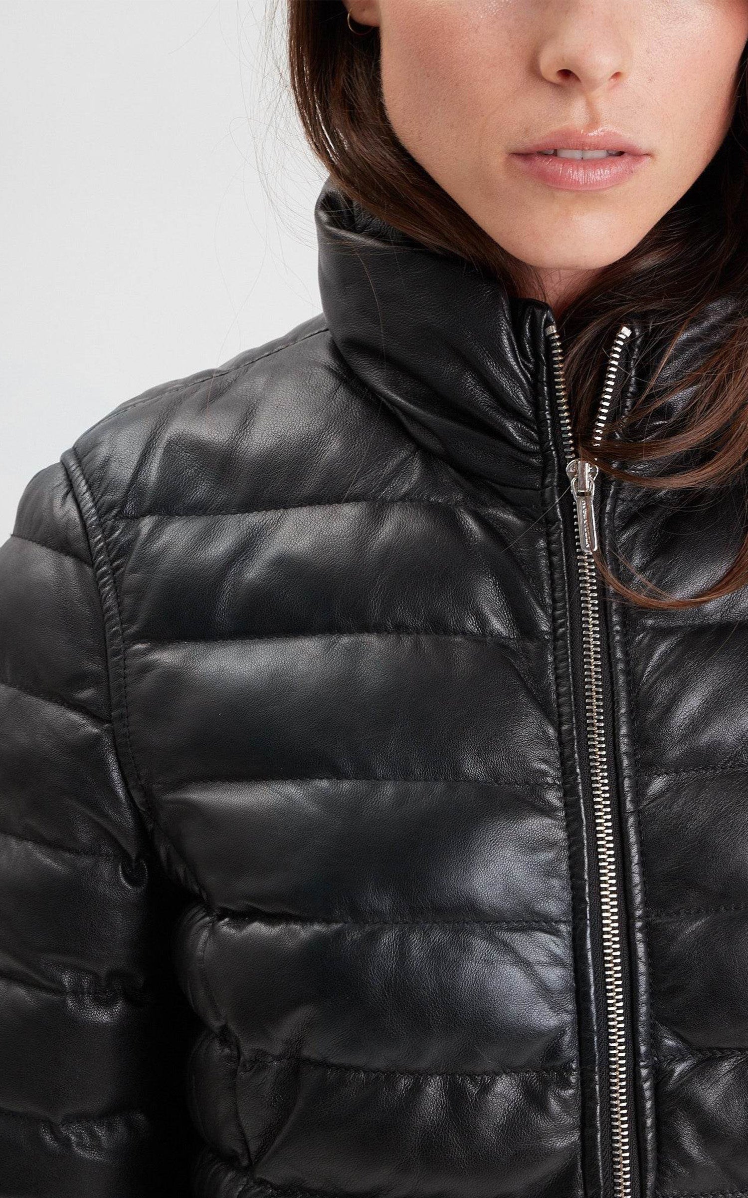 Doudoune cuir Kildine noir