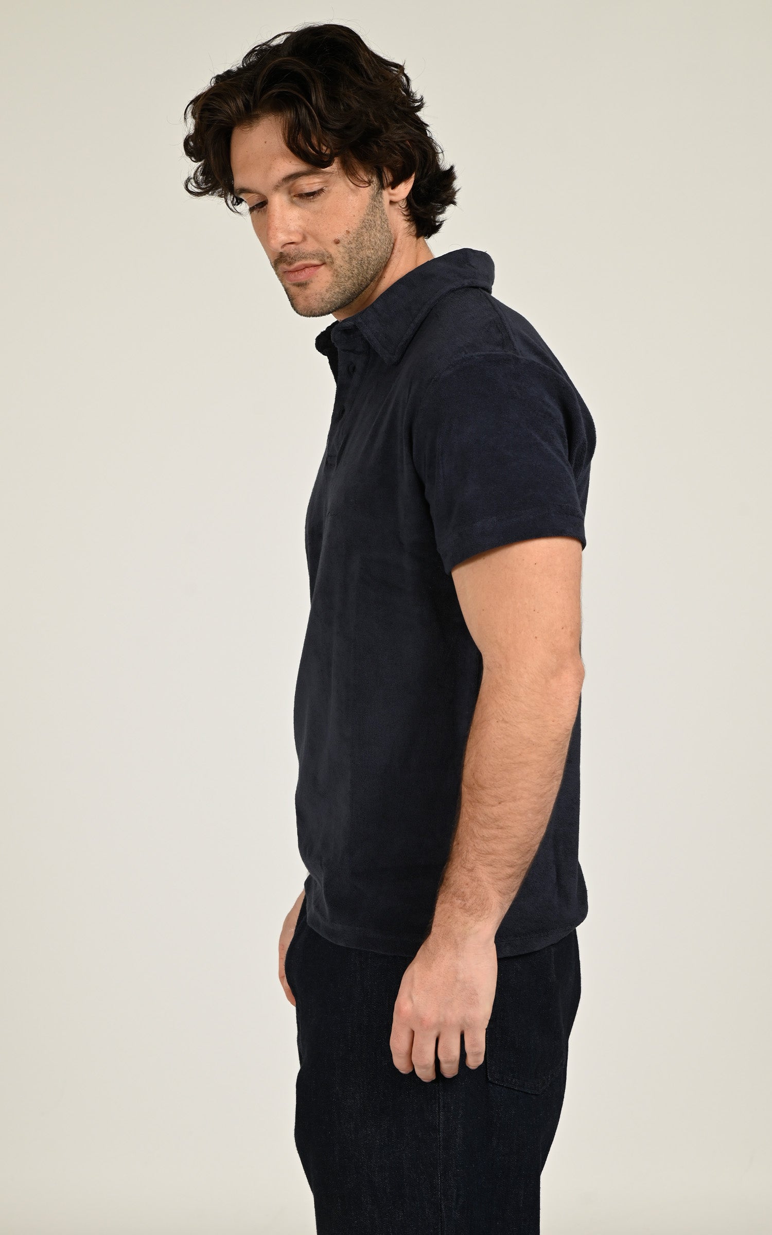 Polo éponge Brody bleu marine