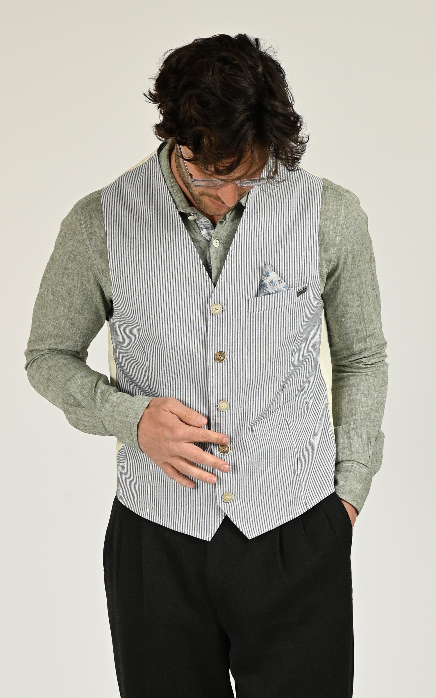 Gilet de costume à rayures Shop bleu