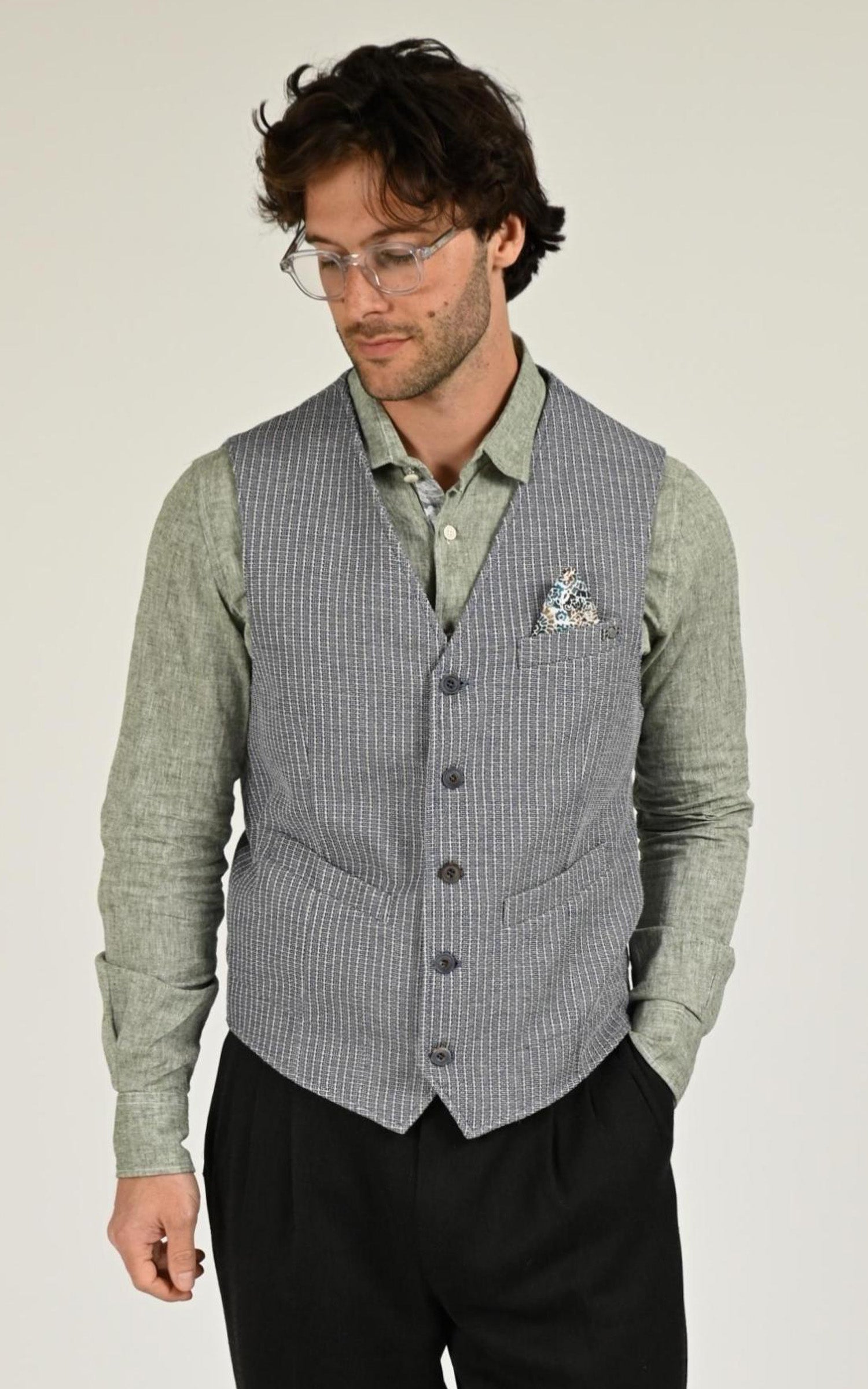 Gilet de costume à rayures Drug 562 bleu